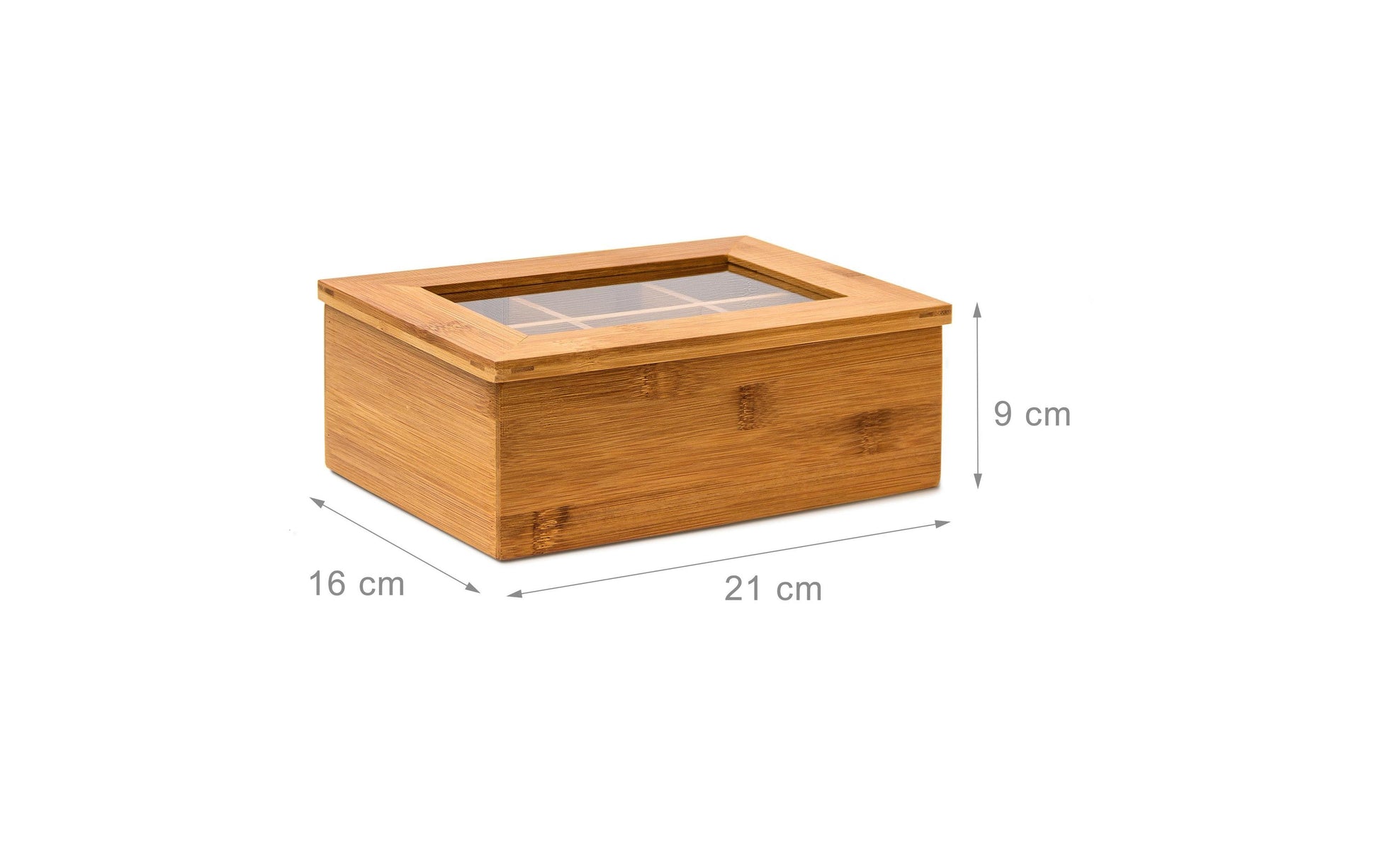 Relaxdays Teebeutelbox Bambus/Kunststoff, 6 Fächer, 22 × 16 × 9 cm