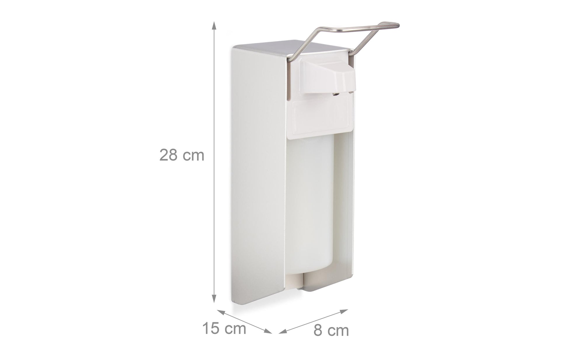 Relaxdays Desinfektionsmittelspender – Wandmontage – 500 ml, Weiss, Aluminium/Kunststoff