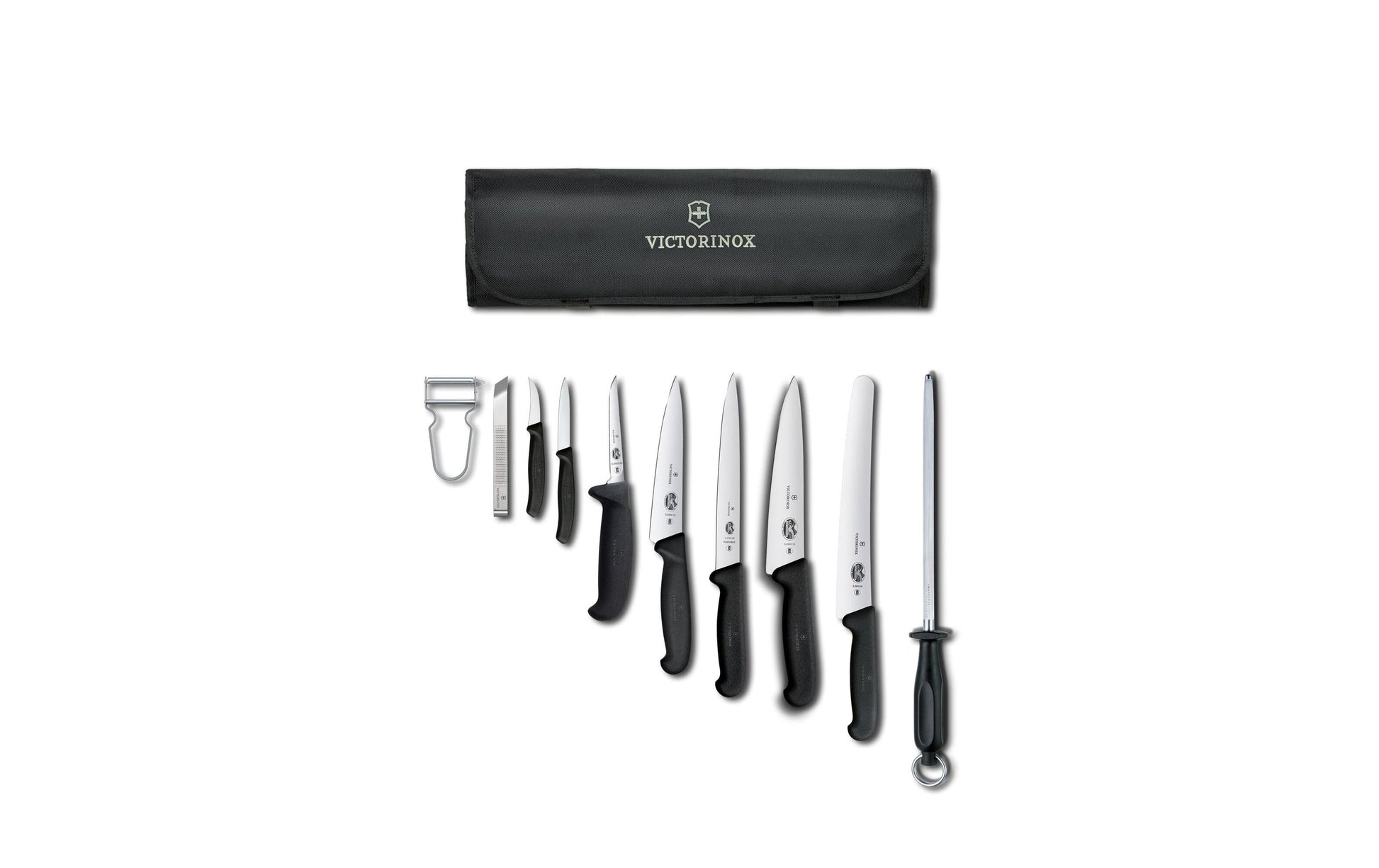 Victorinox 10-teiliges Messerset, Edelstahlklingen, schwarzer Kunststoffgriff