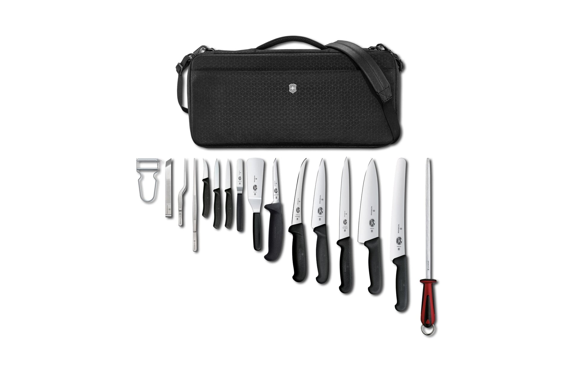 Victorinox 16-teiliges Messerset, Edelstahlklingen, schwarzer Kunststoffgriff