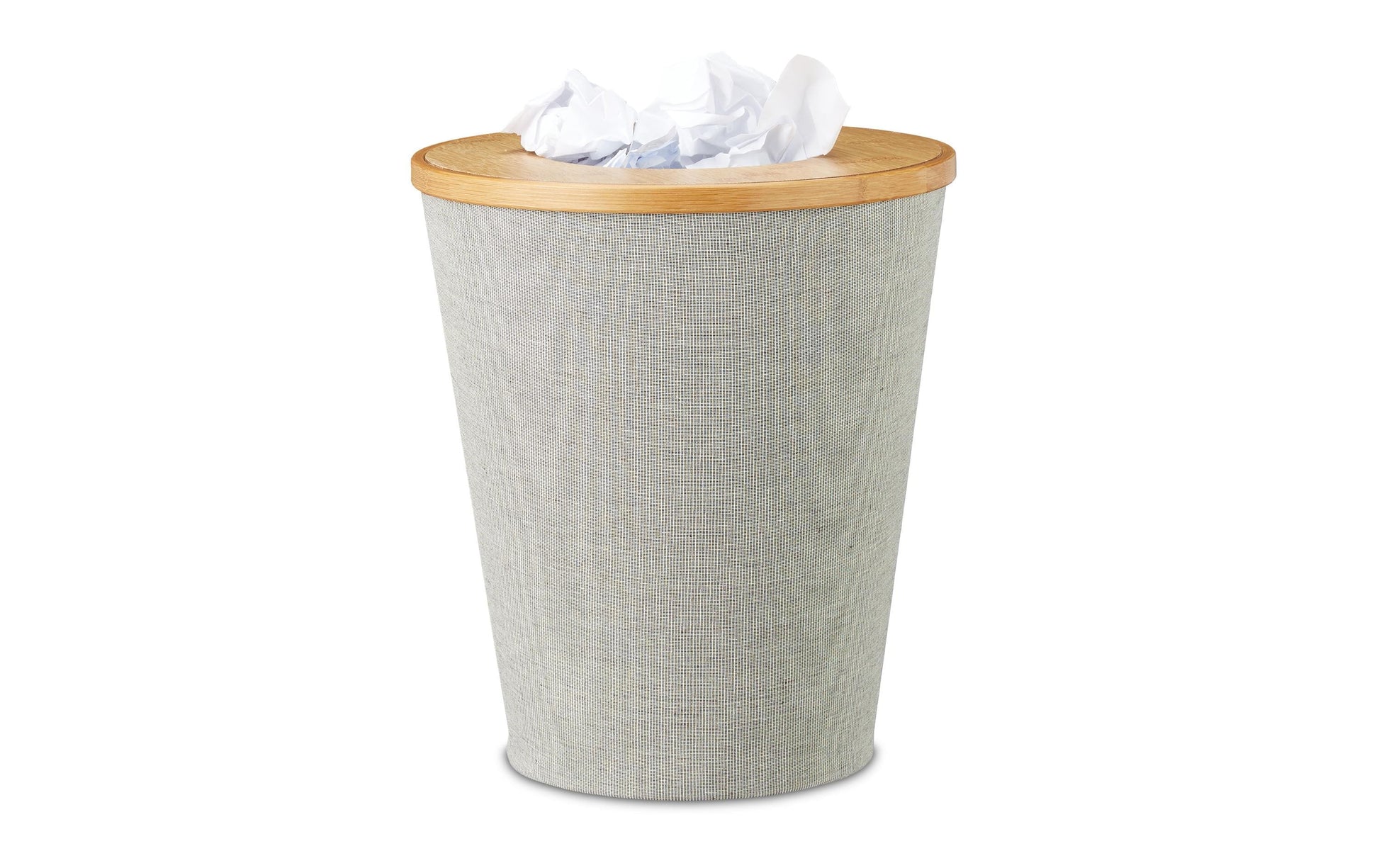 Relaxdays Papierkorb 10021487 – 10,5 l – Bambus, rund – braun/grau/schwarz