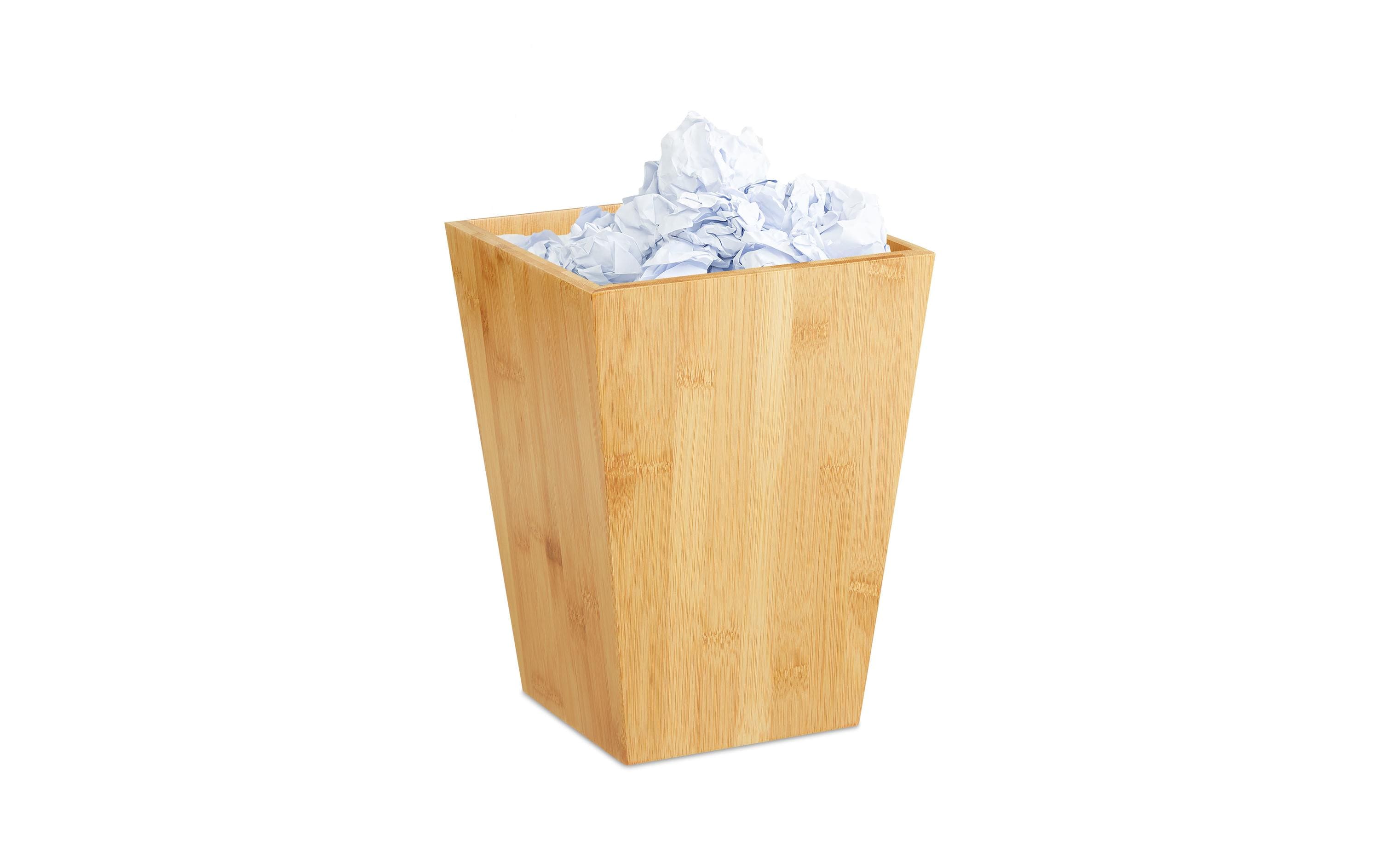 Relaxdays Papierkorb – 6 l – Bambus/MDF, rechteckig – hellbraun