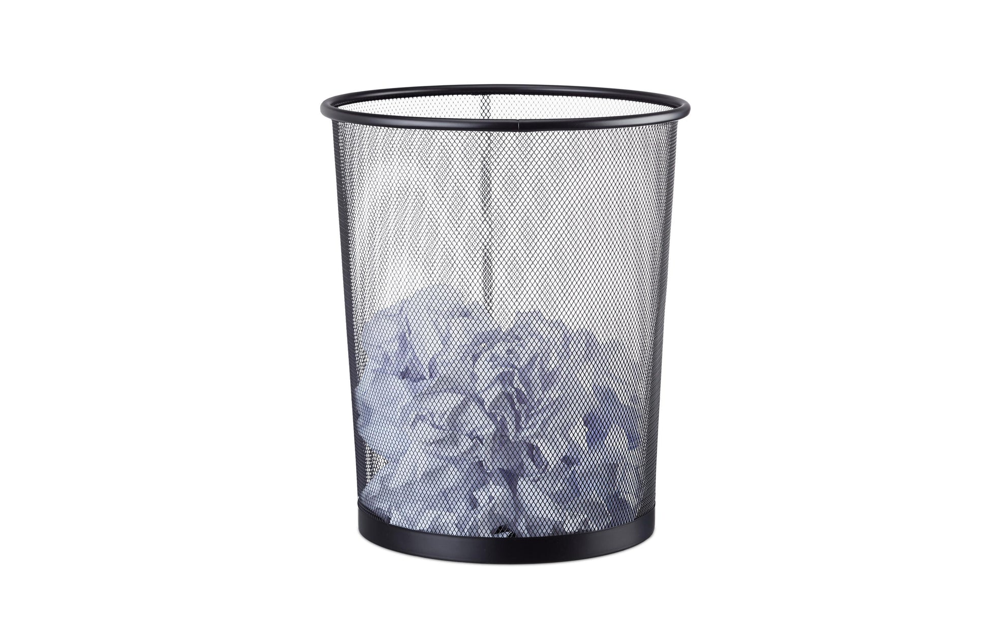 Relaxdays Papierkorb – 19 l – Stahl, rund – schwarz