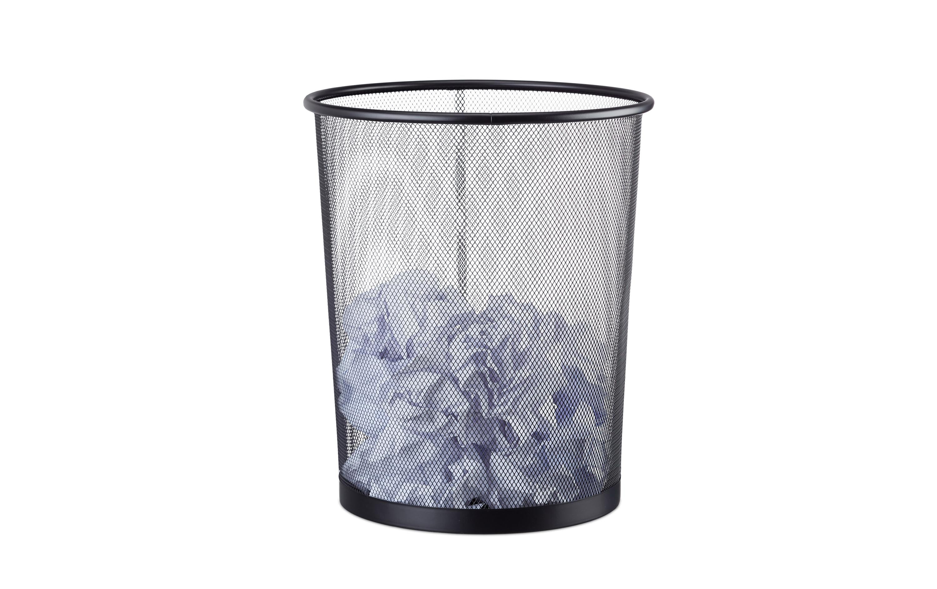Relaxdays Papierkorb – 19 l – Stahl, rund – schwarz