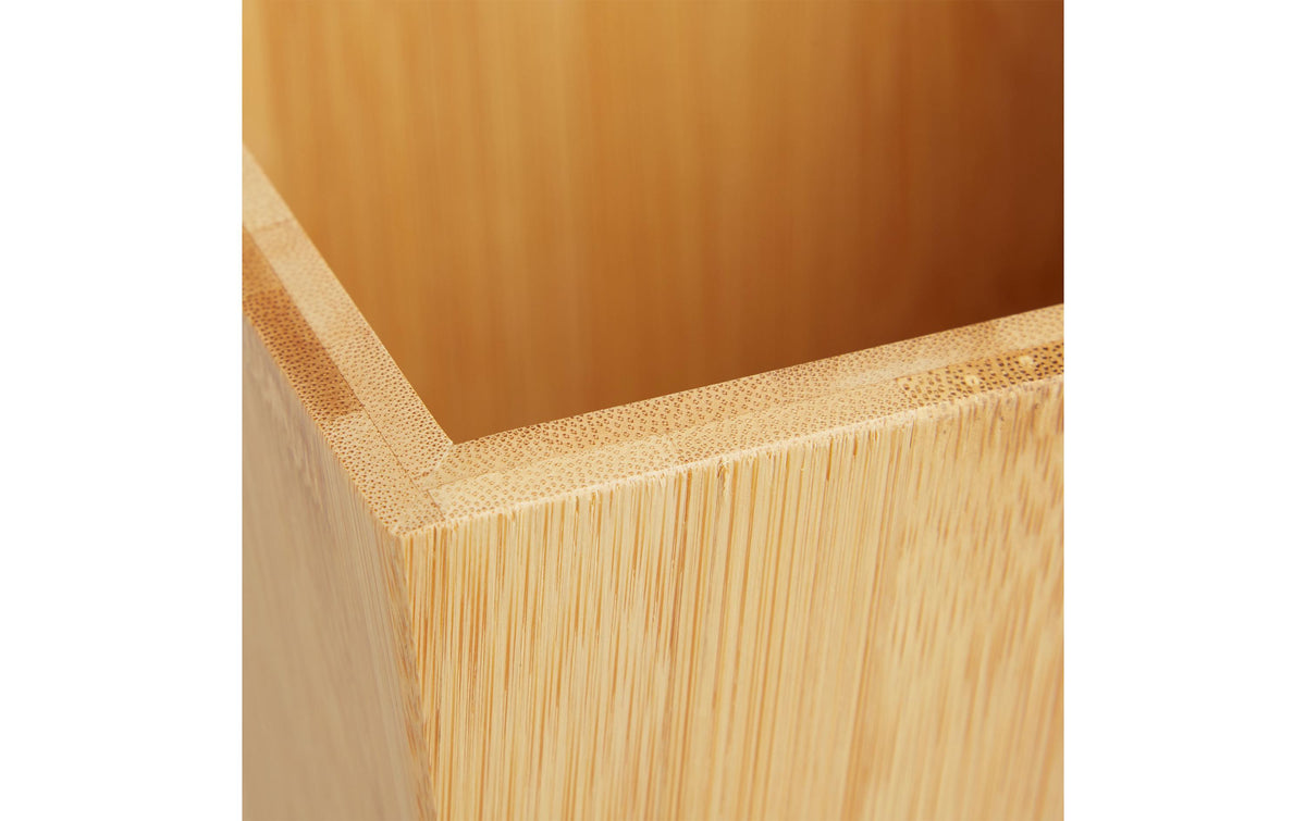 Relaxdays Papierkorb – 6 l – Bambus/MDF, rechteckig – hellbraun