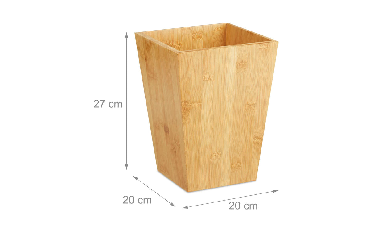 Relaxdays Papierkorb – 6 l – Bambus/MDF, rechteckig – hellbraun