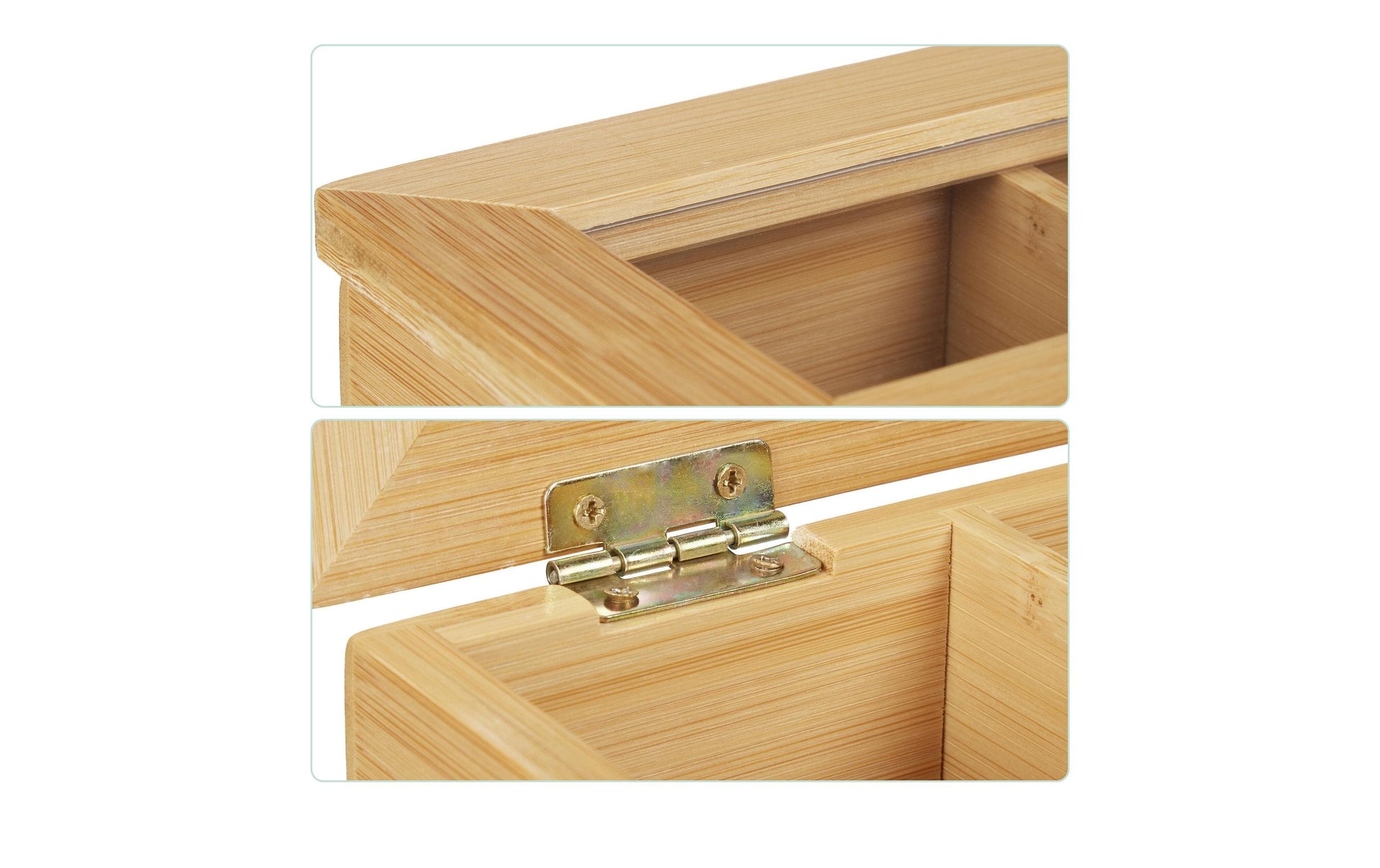 Relaxdays Teebeutelbox Bambus/Kunststoff, 6 Fächer, 44 × 9 × 9 cm, Braun