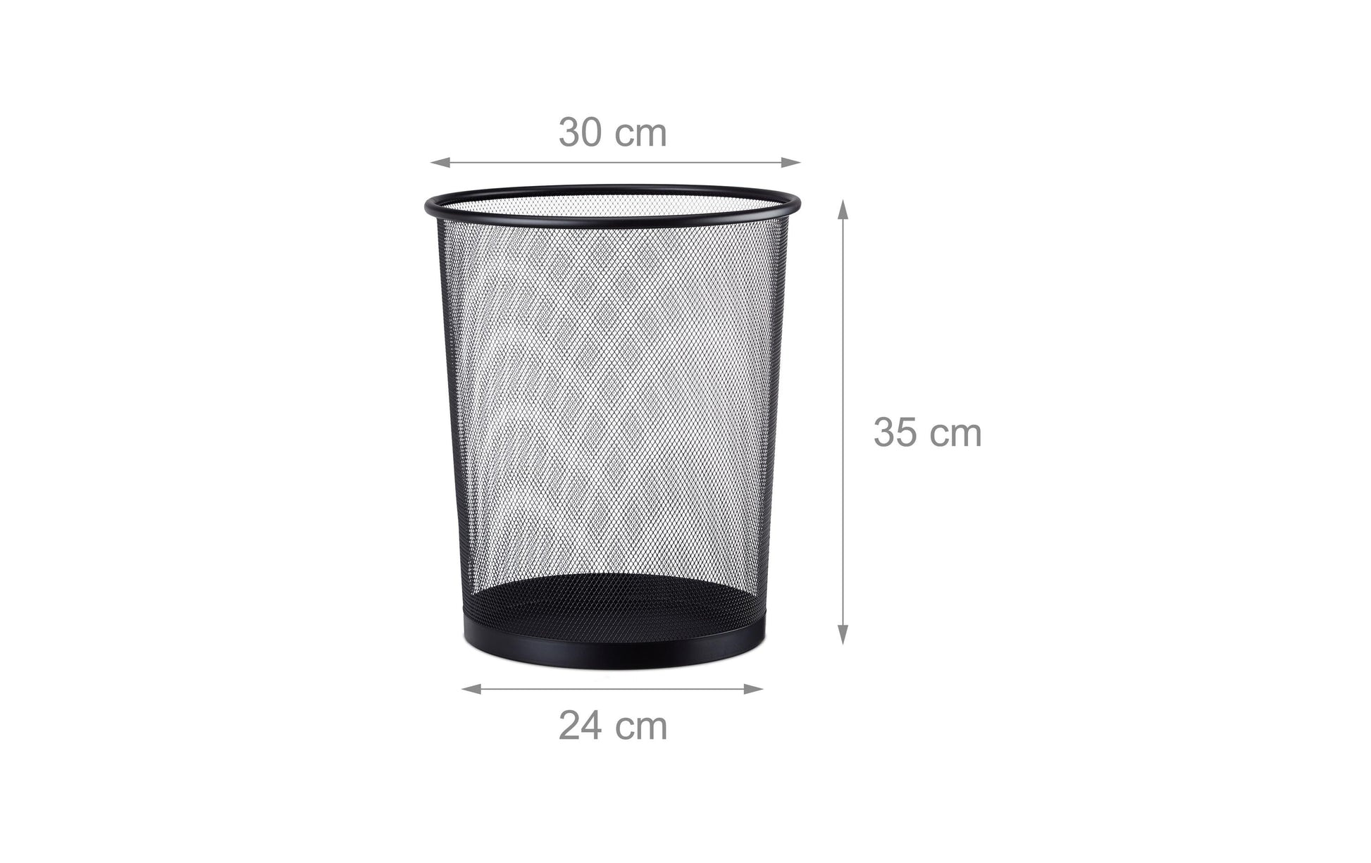 Relaxdays Papierkorb – 19 l – Stahl, rund – schwarz
