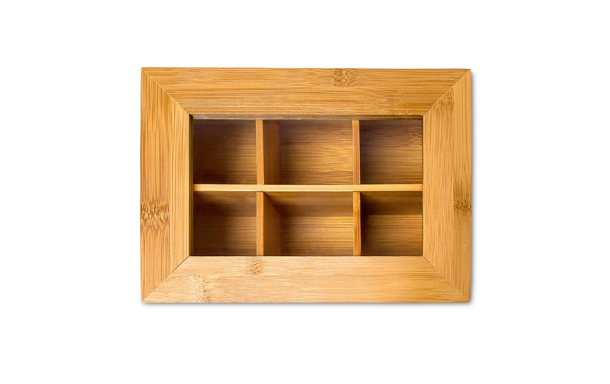 Relaxdays Teebeutelbox Bambus/Kunststoff, 6 Fächer, 22 × 16 × 9 cm