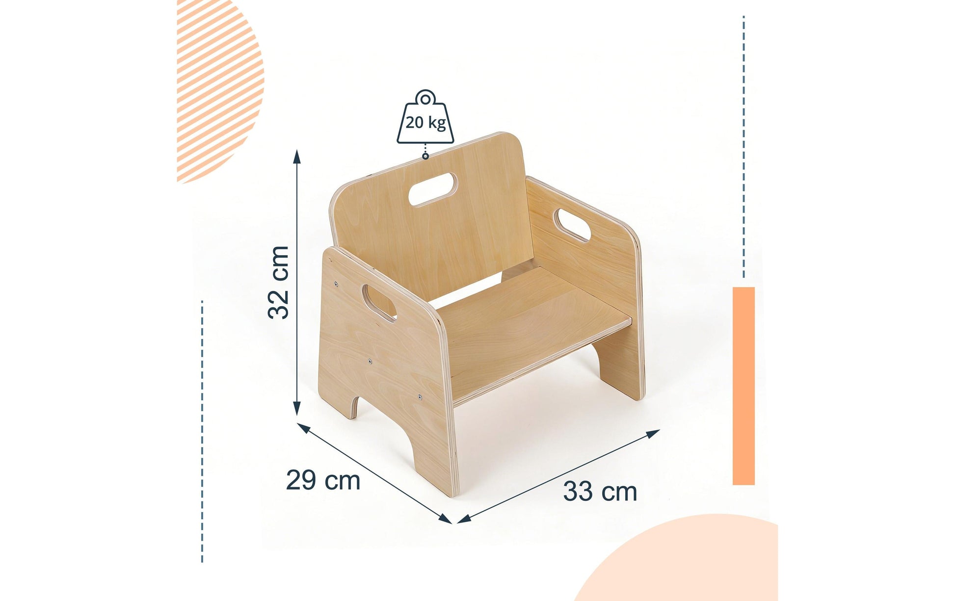 Relaxdays Kinderstuhl – 33 × 29 × 32 cm – Holz – Braun