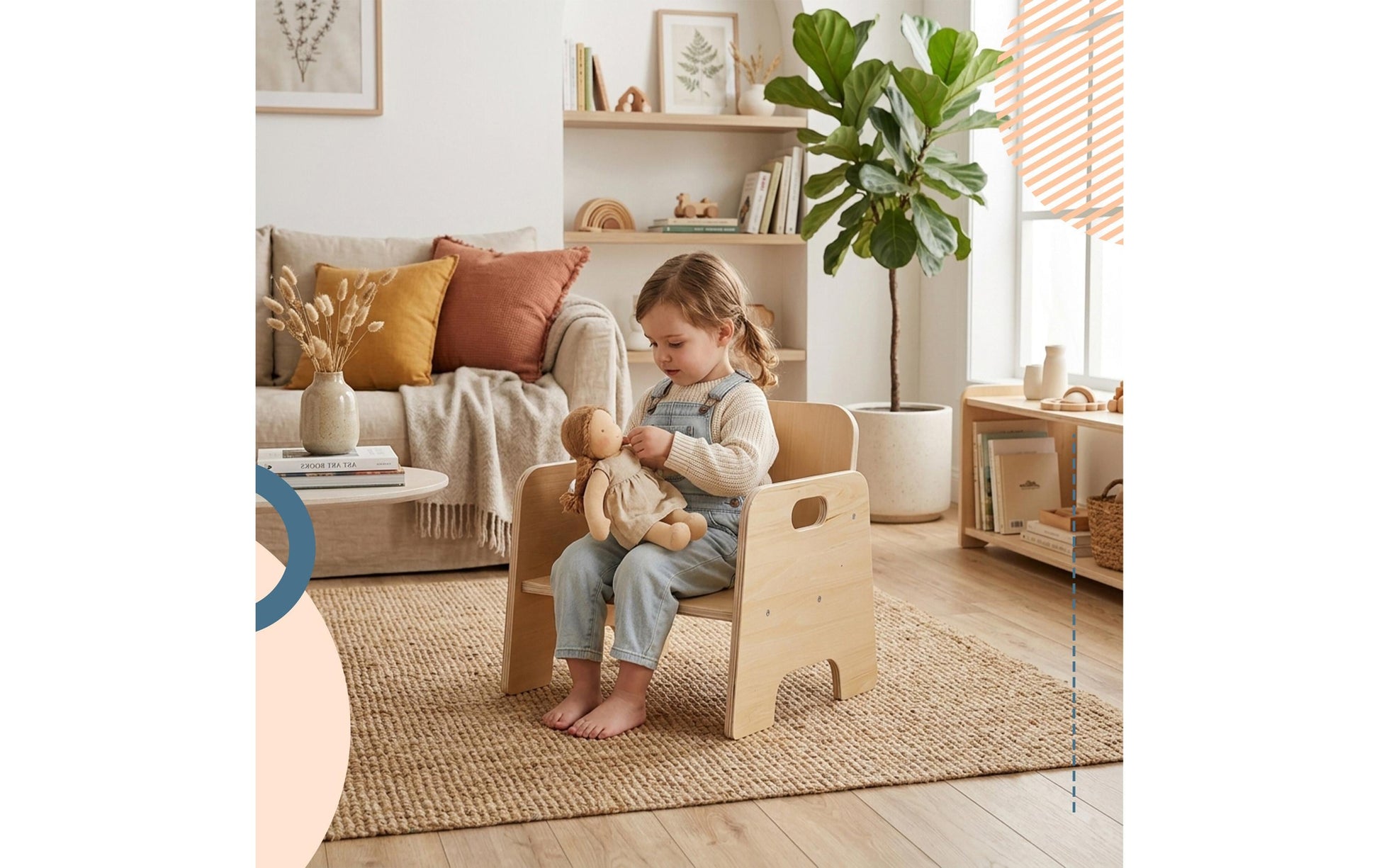 Relaxdays Kinderstuhl – 33 × 29 × 32 cm – Holz – Braun