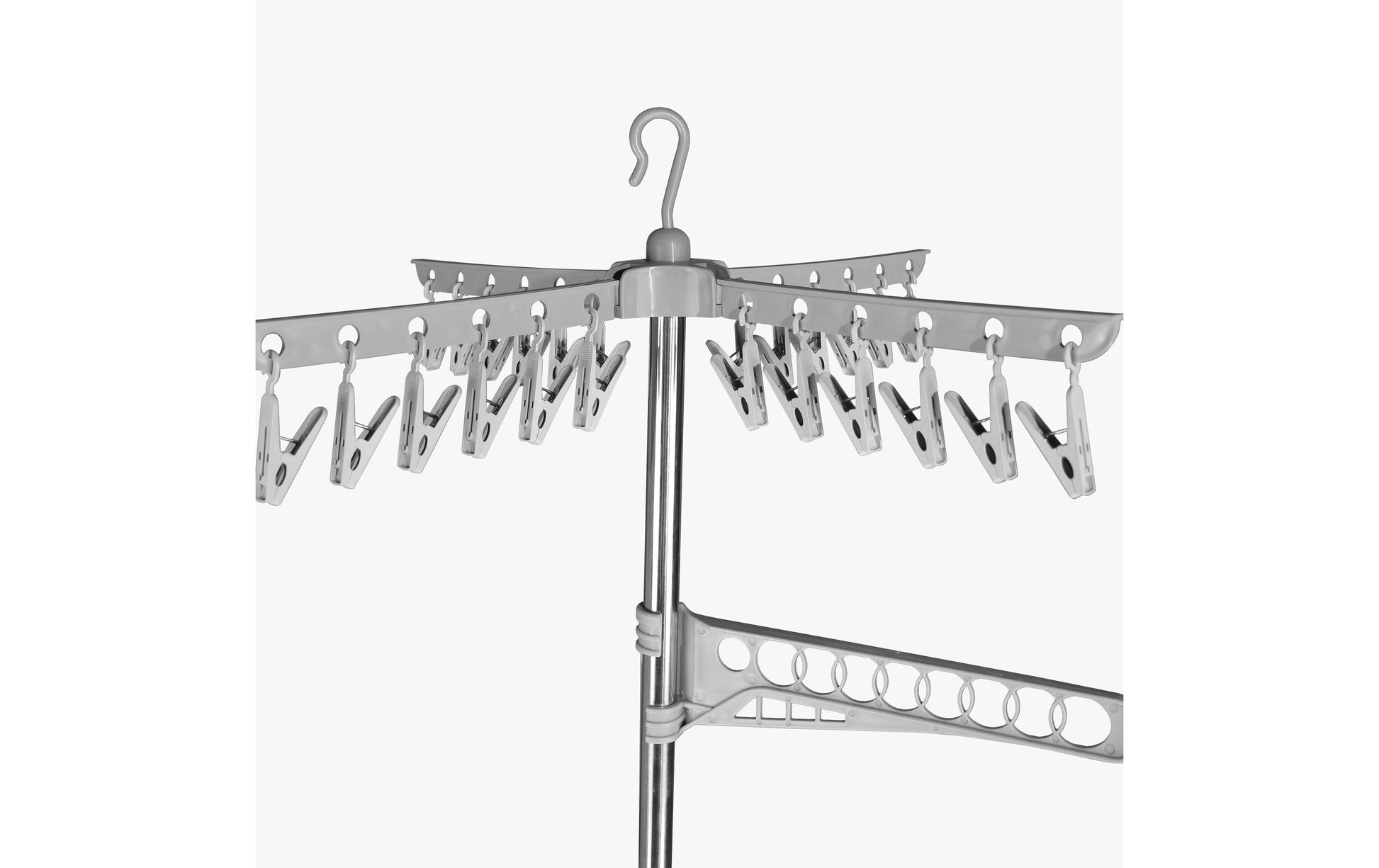 Relaxdays Wäscheständer – Leinenlänge 1100 cm – Edelstahl, Kunststoff – Weiss, Silber – 1 Stk.