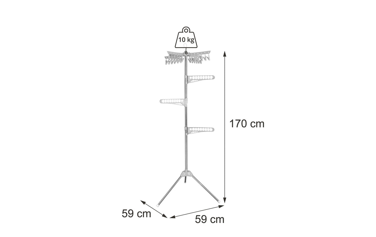 Relaxdays Wäscheständer – Leinenlänge 1100 cm – Edelstahl, Kunststoff – Weiss, Silber – 1 Stk.