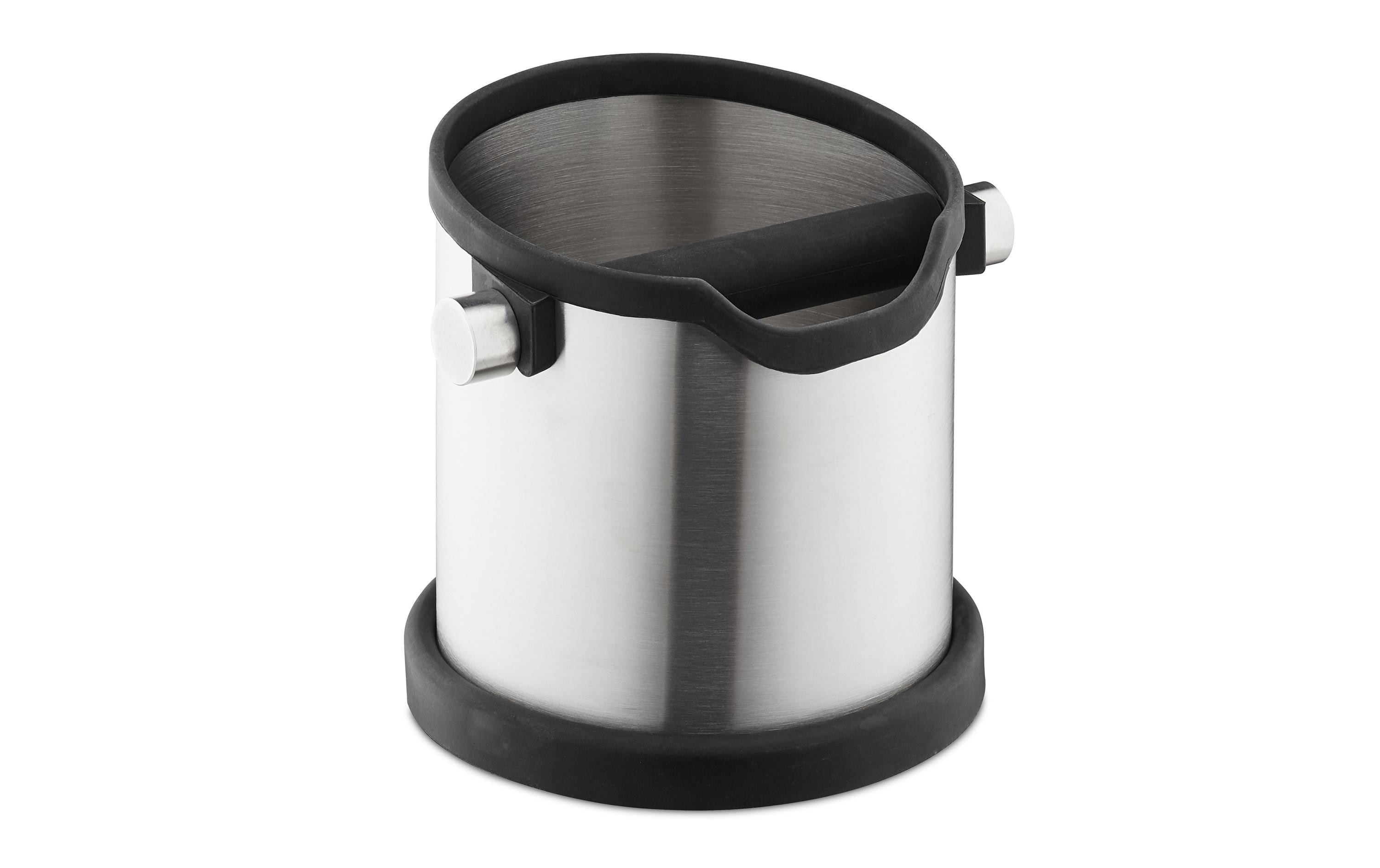Relaxdays Abklopfbehälter für Kaffeesatz – 1,8 l, für Siebträgermaschine, Edelstahl