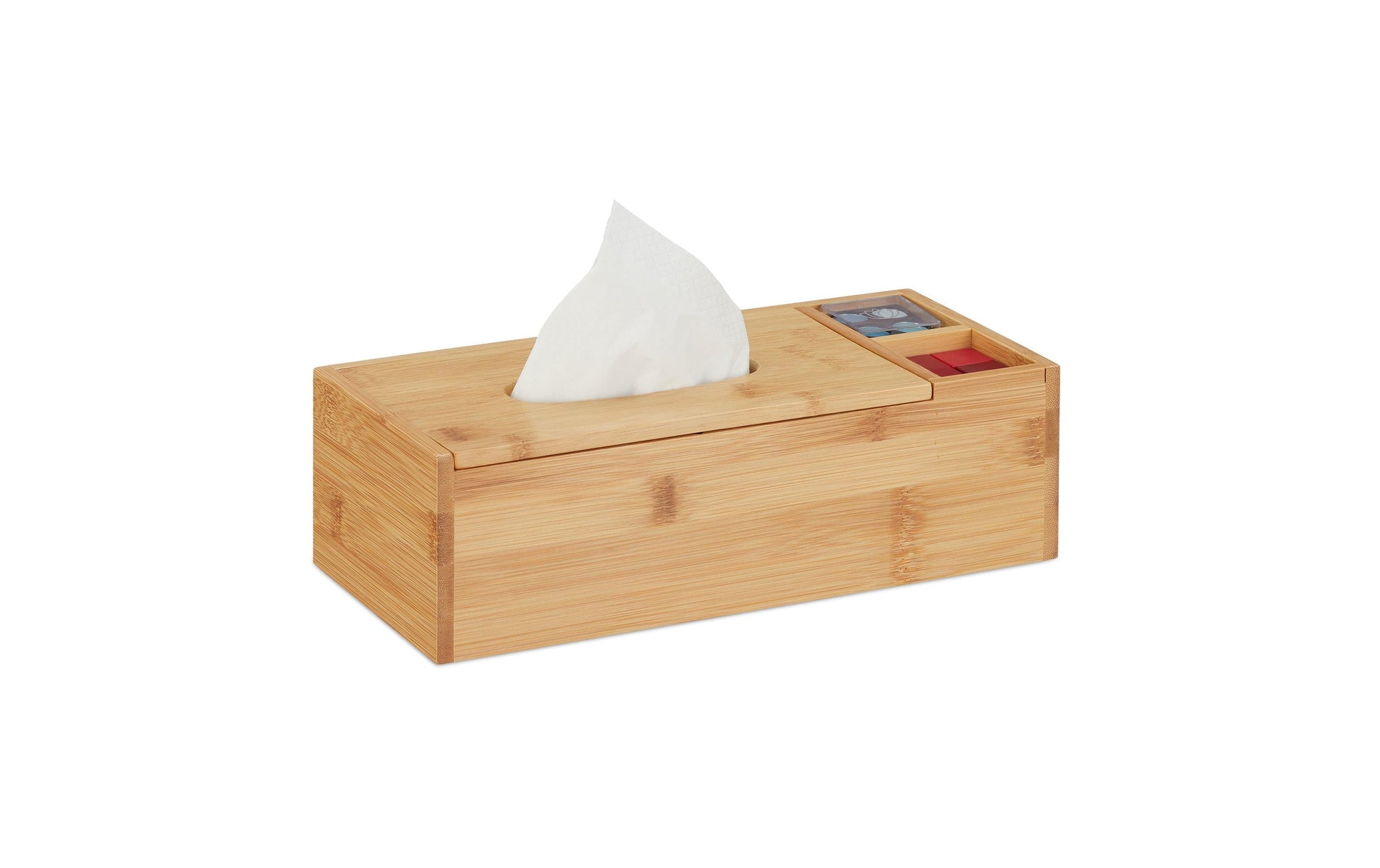 Relaxdays Kosmetiktuchbox – freistehend, 100% Bambus, 30,5×9 cm, Hellbraun