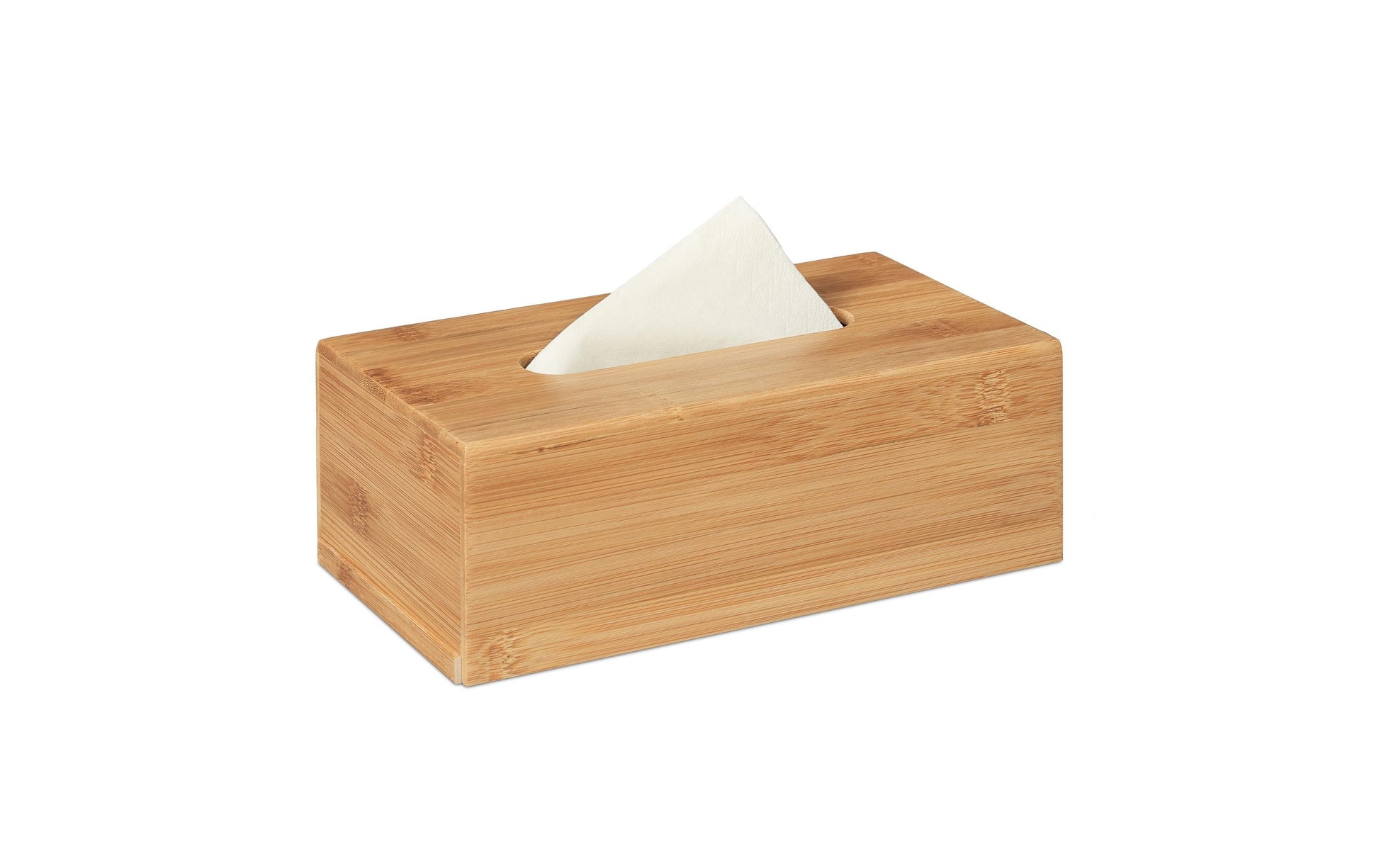 Relaxdays Kosmetiktuchbox – freistehend, Bambus, 24,5×8,5×13,5 cm
