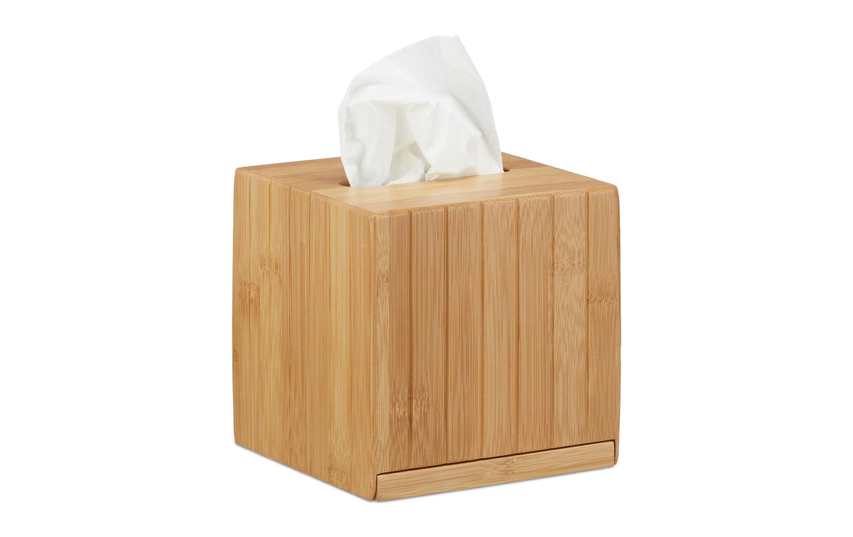 Relaxdays Kosmetiktuchbox – freistehend, Holz, Beige