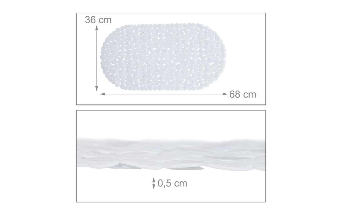 Relaxdays Rutschfeste Badematte – 36×68 cm, PVC, Weiss