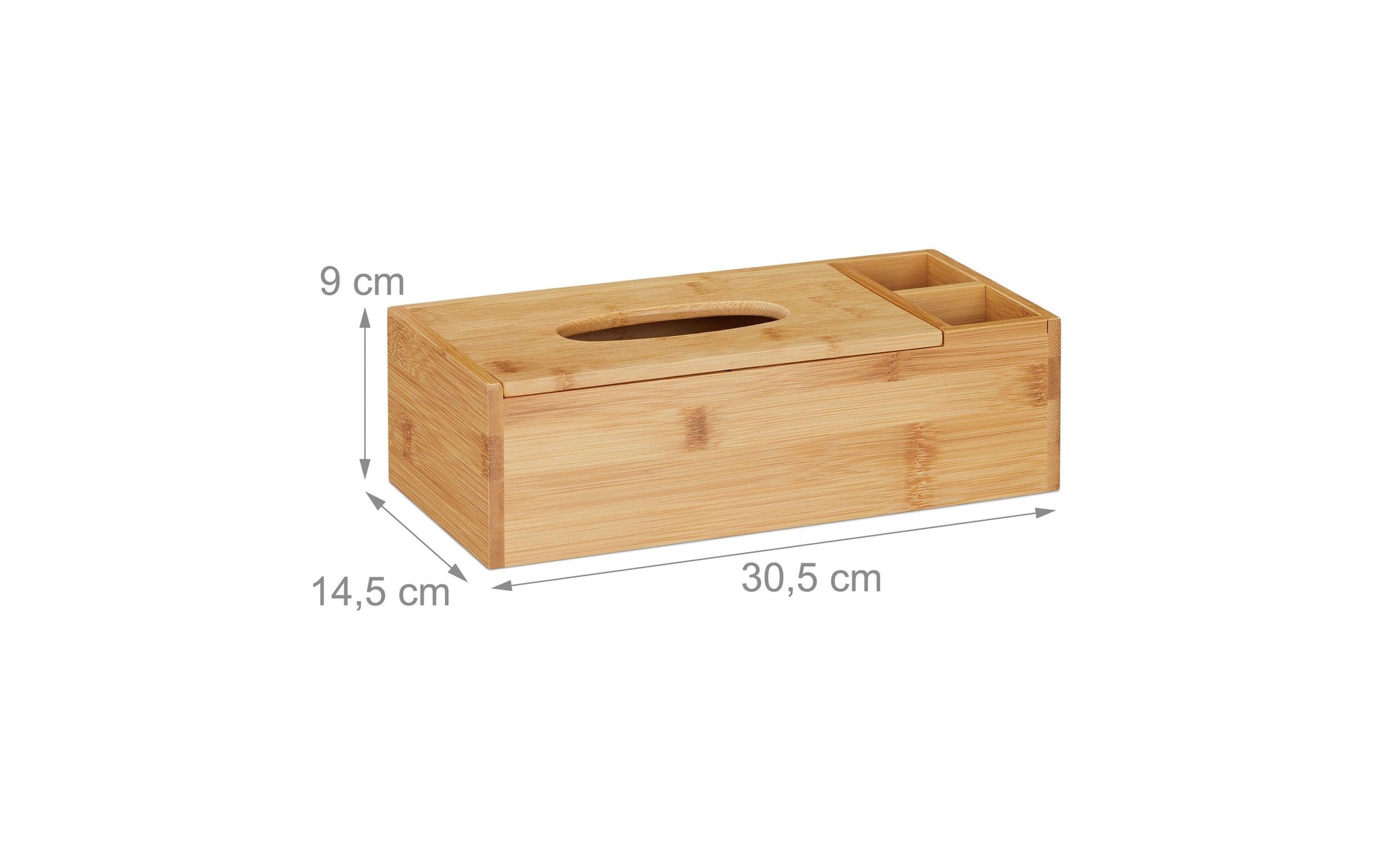 Relaxdays Kosmetiktuchbox – freistehend, 100% Bambus, 30,5×9 cm, Hellbraun