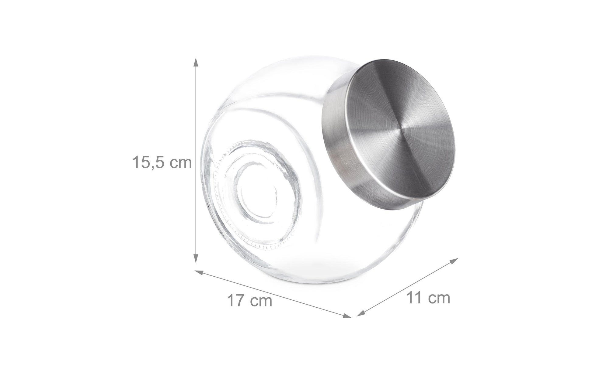 Relaxdays Vorratsglas – 4er Set, 1,5 l, 17,0 × 11,0 × 16,0 cm, Glas, Transparent/Silber, mit Schraubverschluss