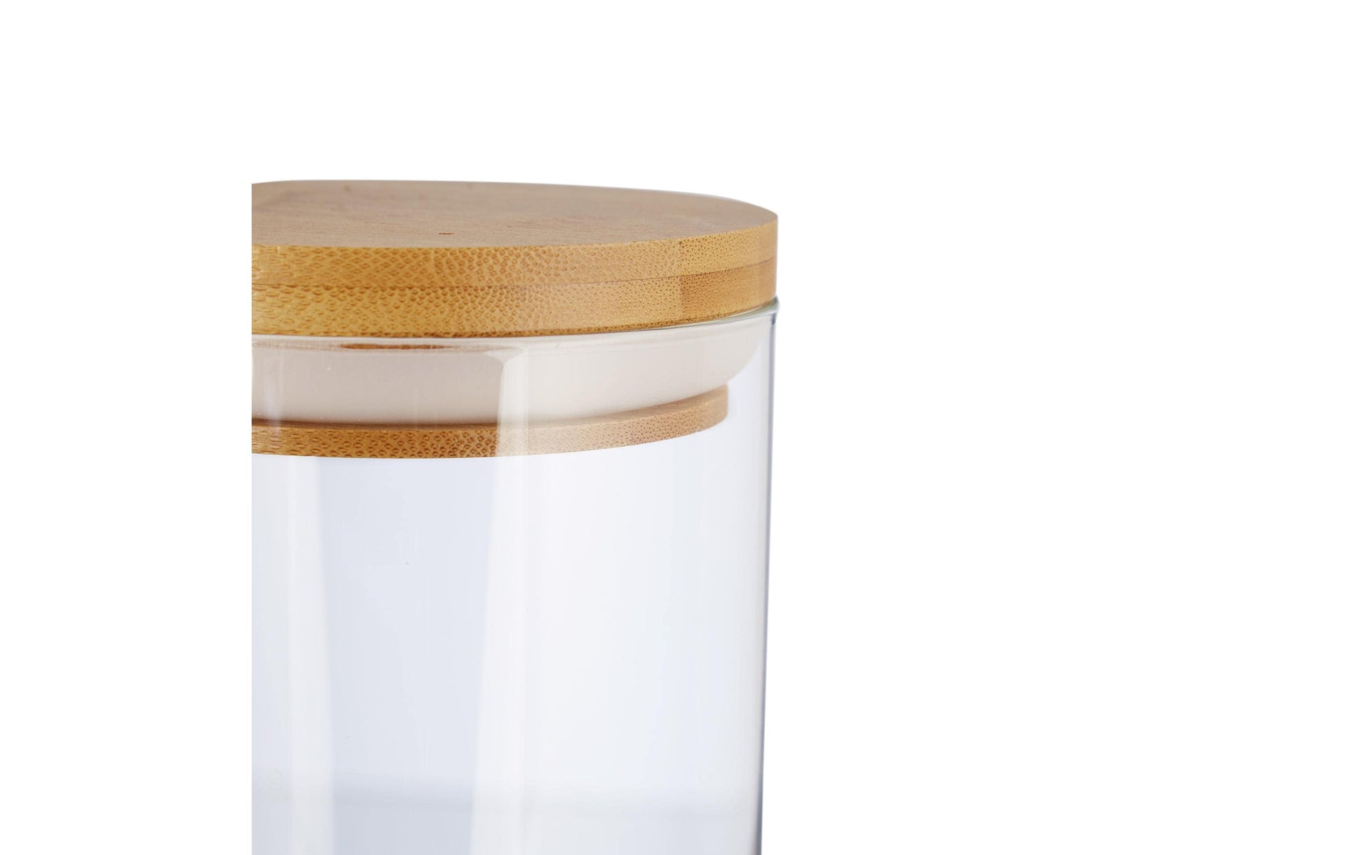 Relaxdays Vorratsdose 600 ml, Ø 9,5 × 14 cm, Glas/Bambus/Silikon, Transparent/Hellbraun, 3er-Set