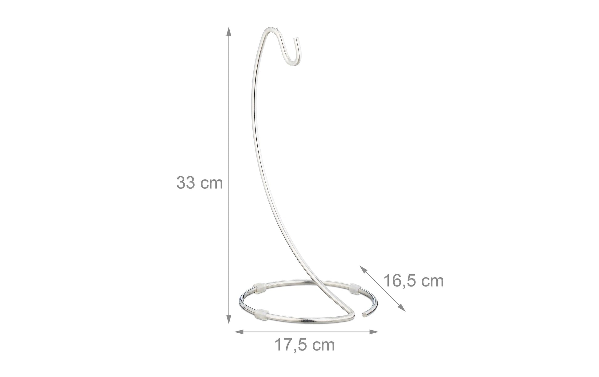 Relaxdays Bananenhalter mit Haken Ø 16,5 × 33 cm, Eisen/Gummi, Silber