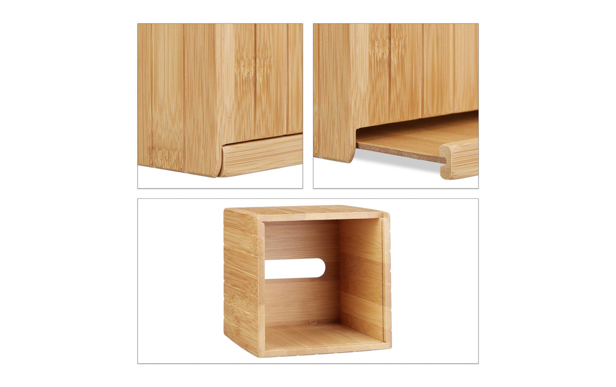 Relaxdays Kosmetiktuchbox – freistehend, Holz, Beige