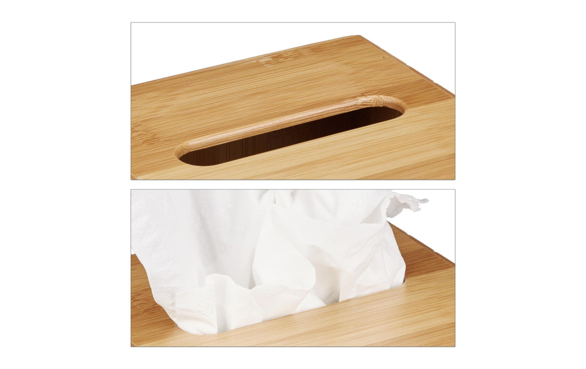 Relaxdays Kosmetiktuchbox – freistehend, Holz, Beige