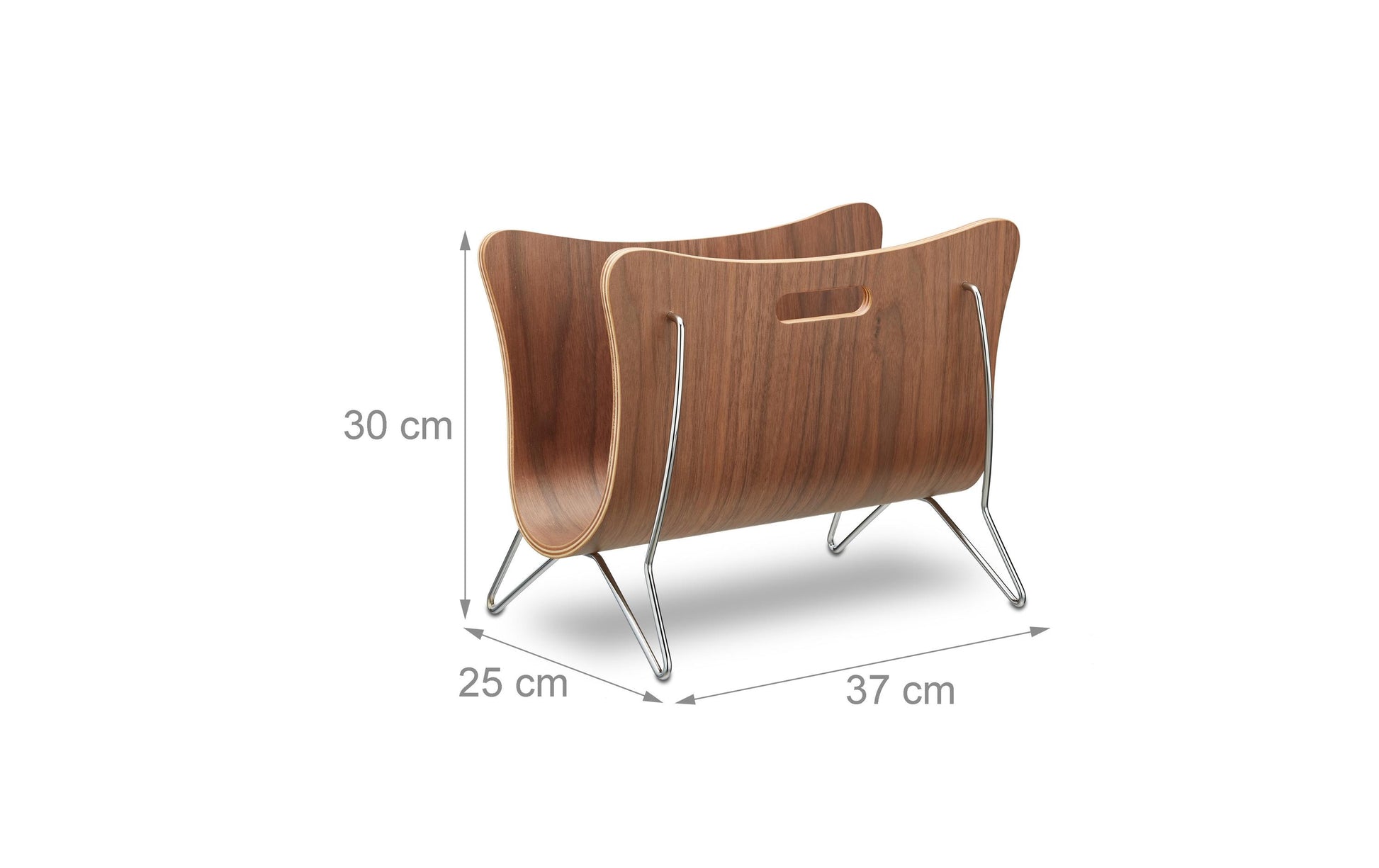 Relaxdays Zeitschriftenständer – Metall/Holz – Braun/Silber – 370 × 300 × 250 mm