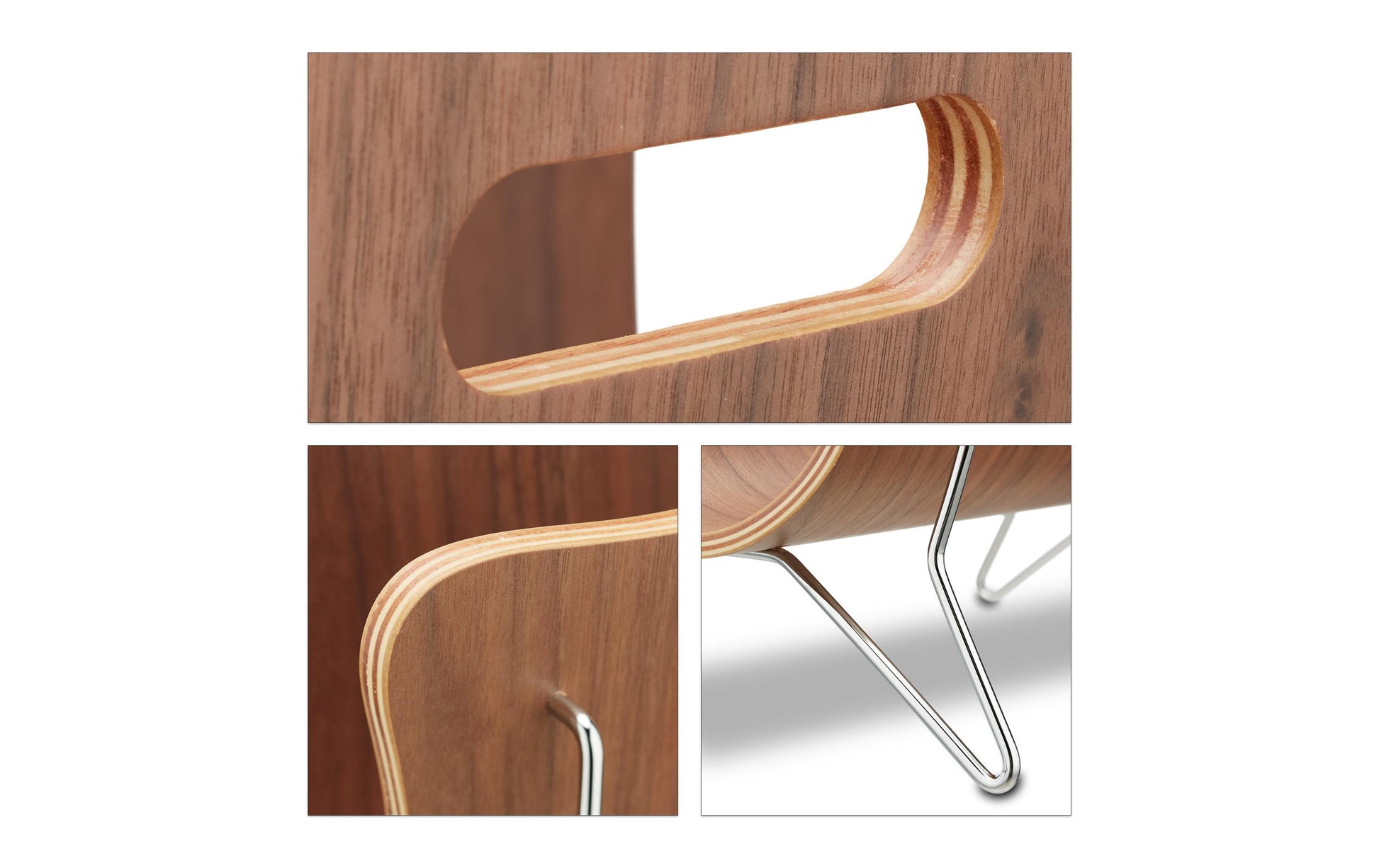 Relaxdays Zeitschriftenständer – Metall/Holz – Braun/Silber – 370 × 300 × 250 mm
