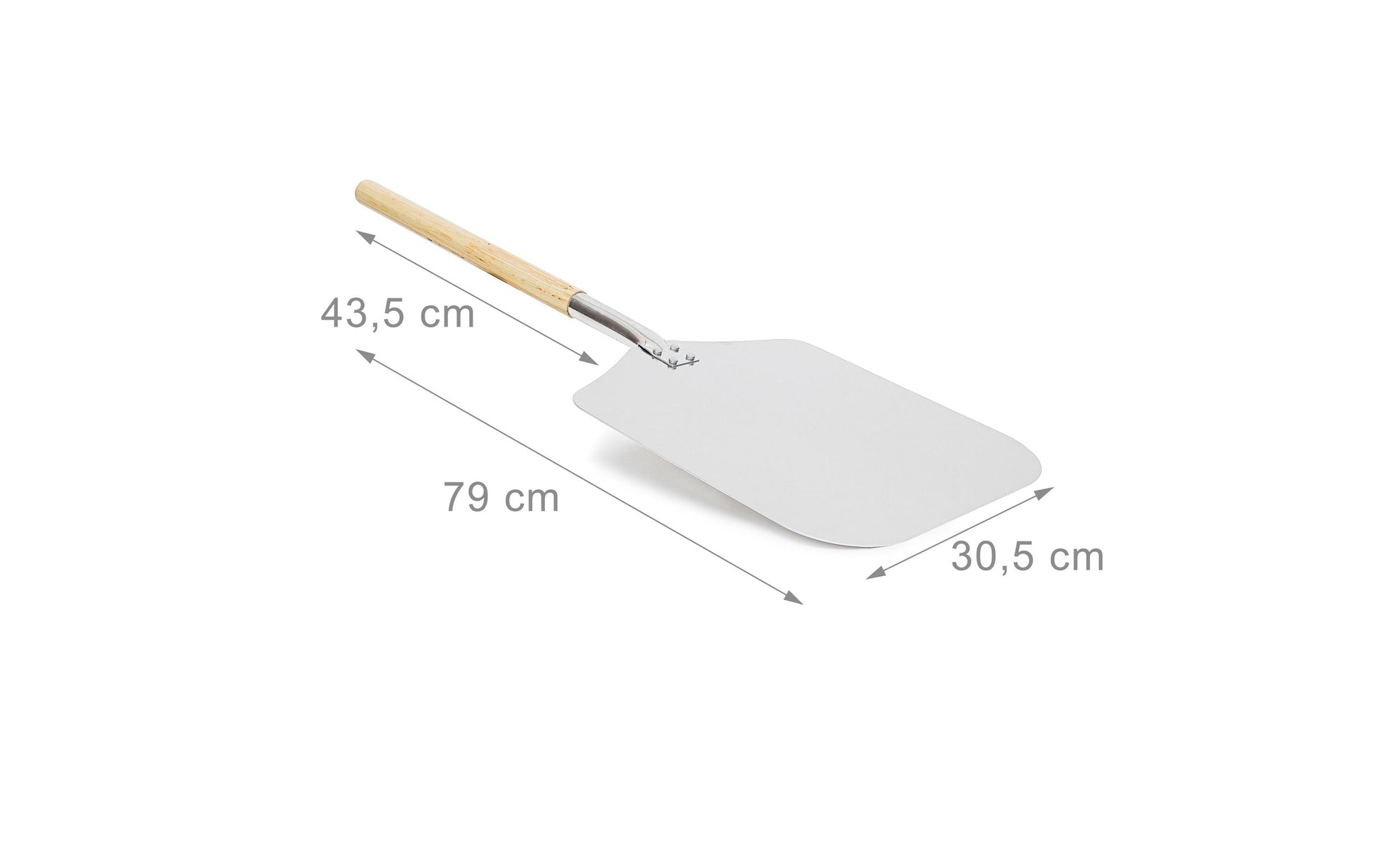 Relaxdays Pizzaschaufel 30,5 × 79 × 3 cm, Aluminium/Holz, hellbraun/silber