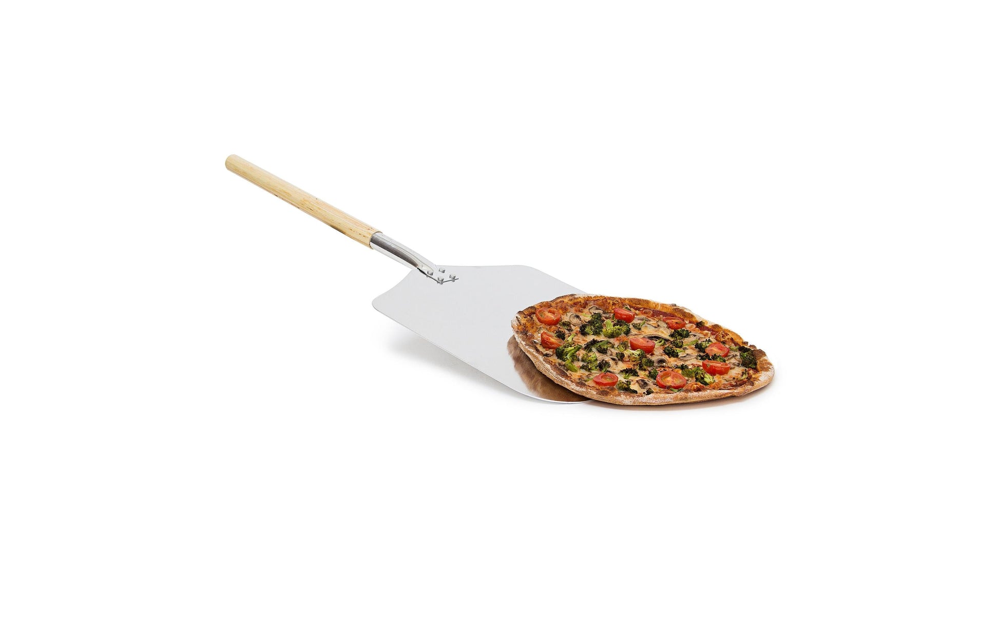 Relaxdays Pizzaschaufel 30,5 × 79 × 3 cm, Aluminium/Holz, hellbraun/silber
