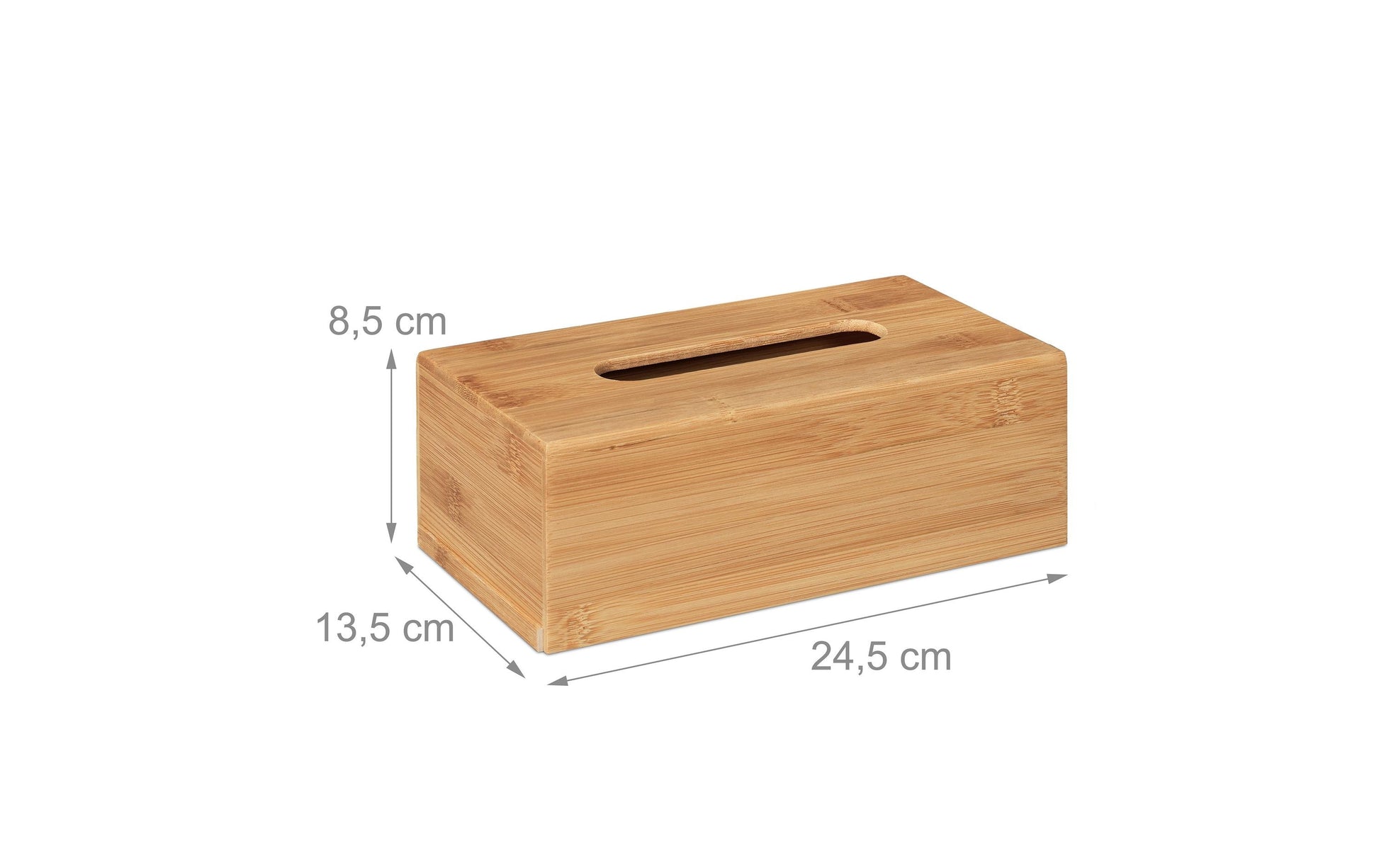 Relaxdays Kosmetiktuchbox – freistehend, Bambus, 24,5×8,5×13,5 cm
