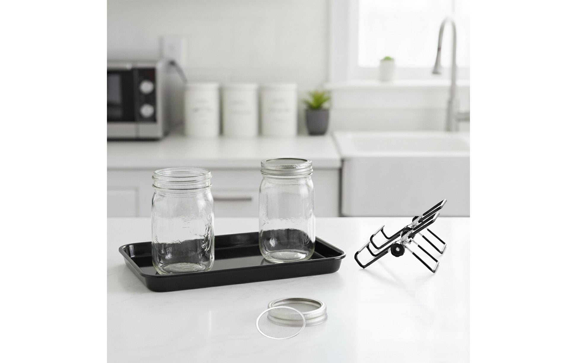 Relaxdays Vorratsdose 850 ml, Ø 10 × 16,5 cm, Edelstahl/Glas/Melamin, Schwarz/Transparent
