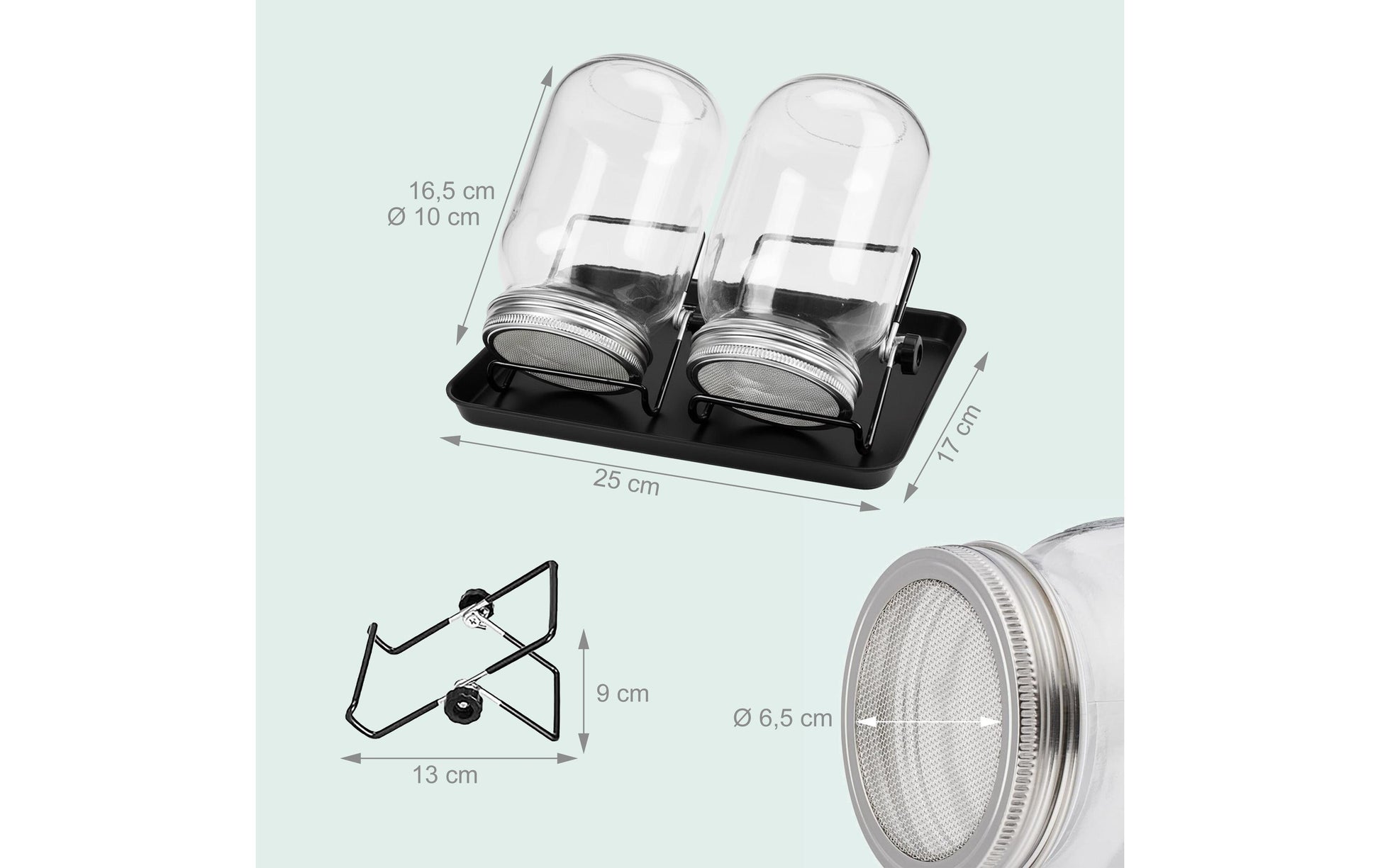Relaxdays Vorratsdose 850 ml, Ø 10 × 16,5 cm, Edelstahl/Glas/Melamin, Schwarz/Transparent