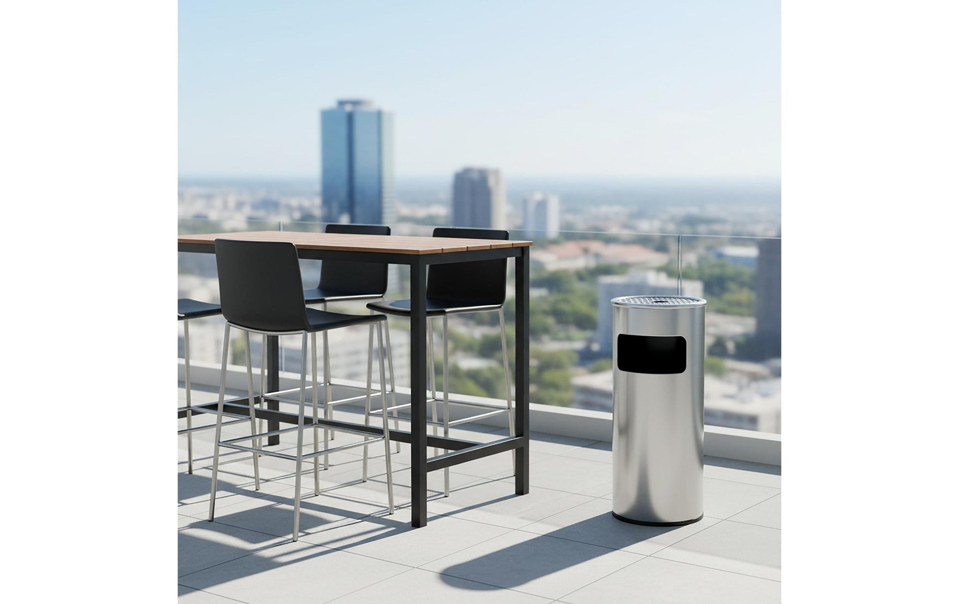 Relaxdays Standascher – 30 l – Edelstahl, rund – mit Inneneimer