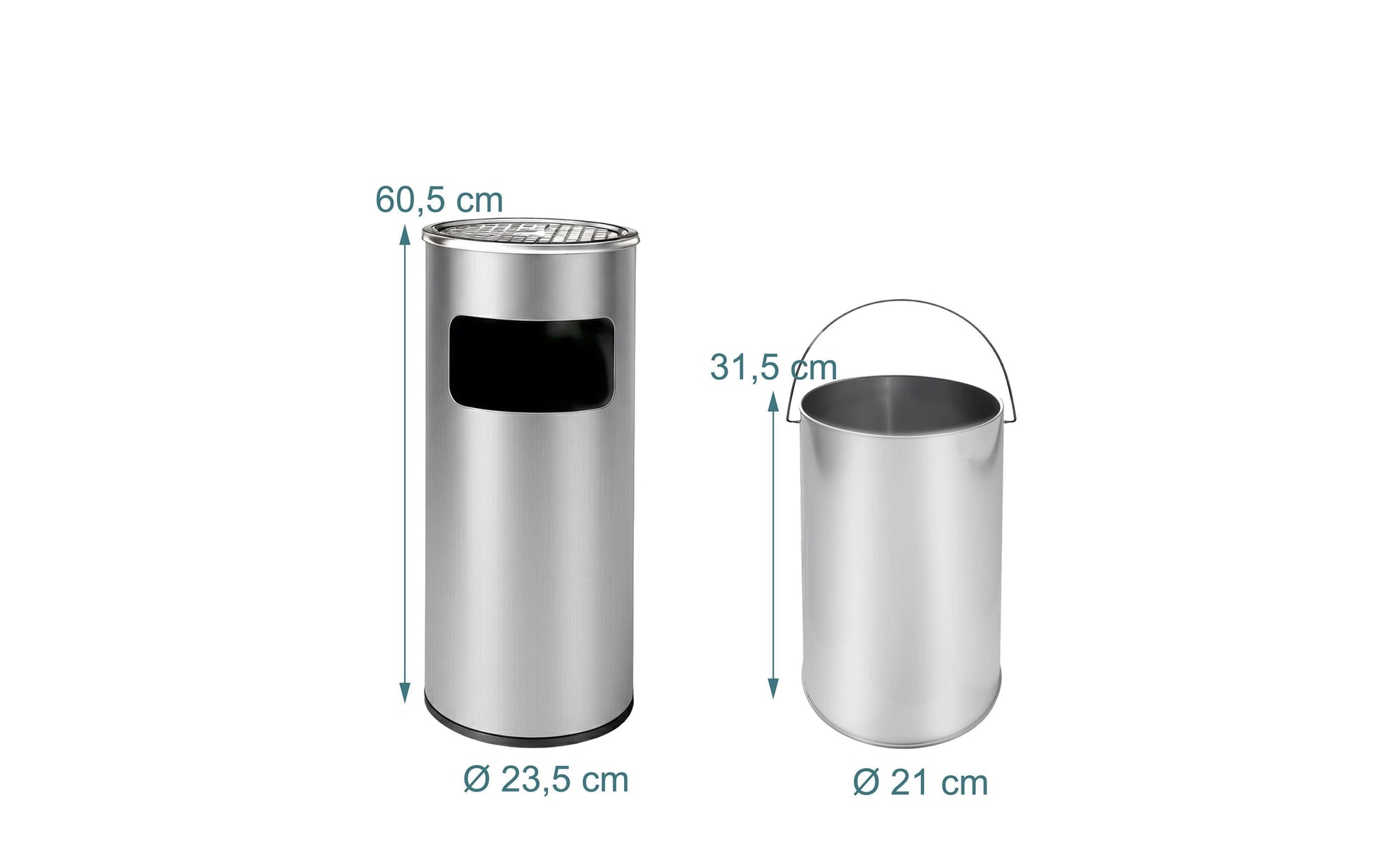 Relaxdays Standascher – 30 l – Edelstahl, rund – mit Inneneimer