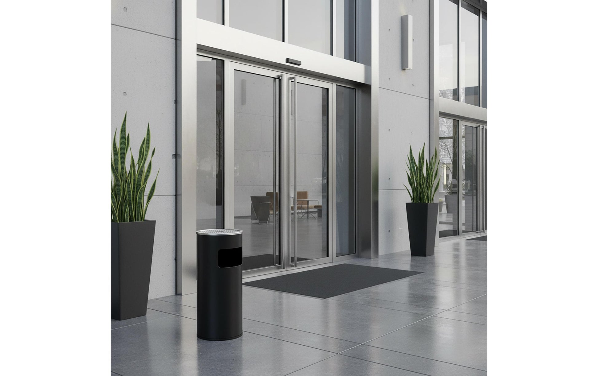 Relaxdays Standascher – 30 l – Edelstahl, rund – schwarz/silber – mit Innenkübel