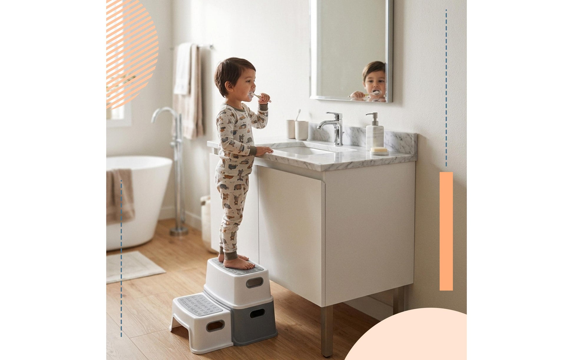 Relaxdays Tritthocker für Kinder 2 Stufen – Kunststoff (PP/TPE) – Grau/Weiss – 330 × 255 × 385 mm – 75 kg