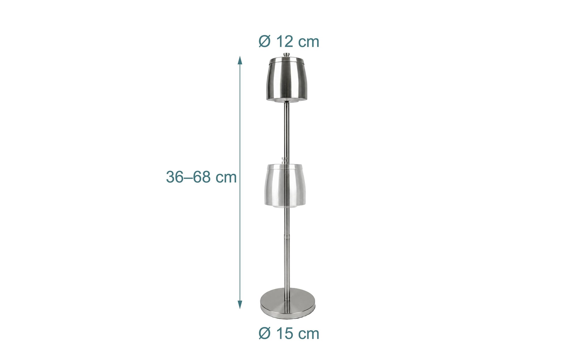 Relaxdays Aschenbecher – Ø 15 cm × 68 cm, Edelstahl, silber, höhenverstellbar