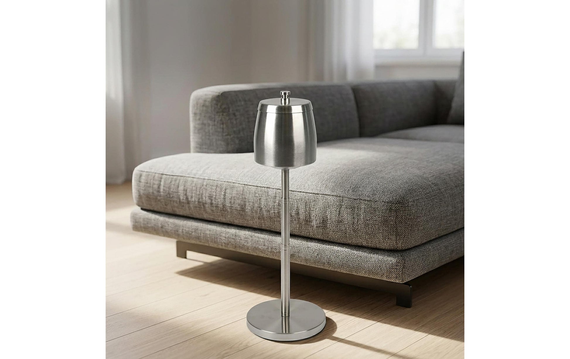 Relaxdays Aschenbecher – Ø 15 cm × 68 cm, Edelstahl, silber, höhenverstellbar