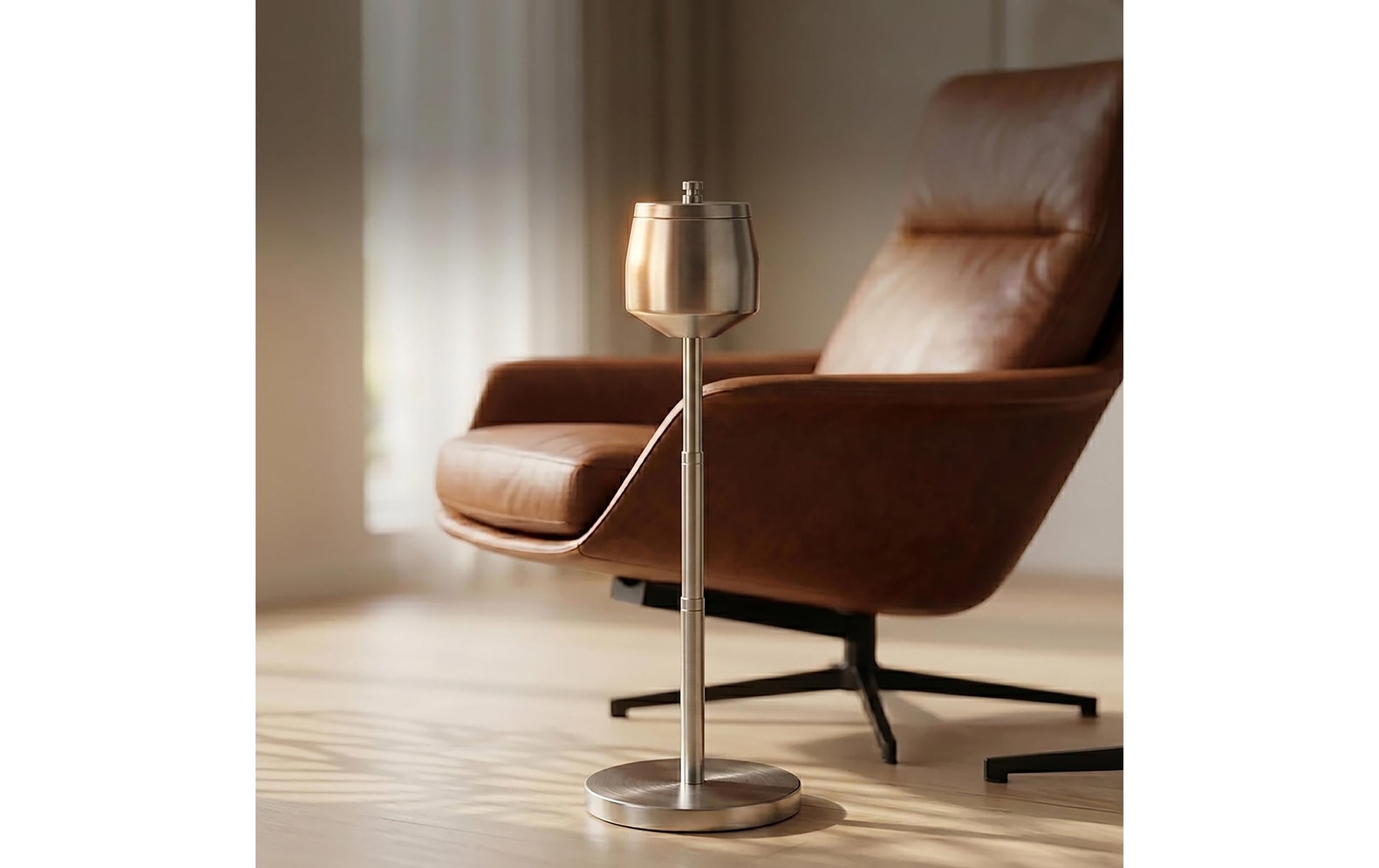 Relaxdays Aschenbecher – Ø 15 cm × 68 cm, Edelstahl, silber, höhenverstellbar