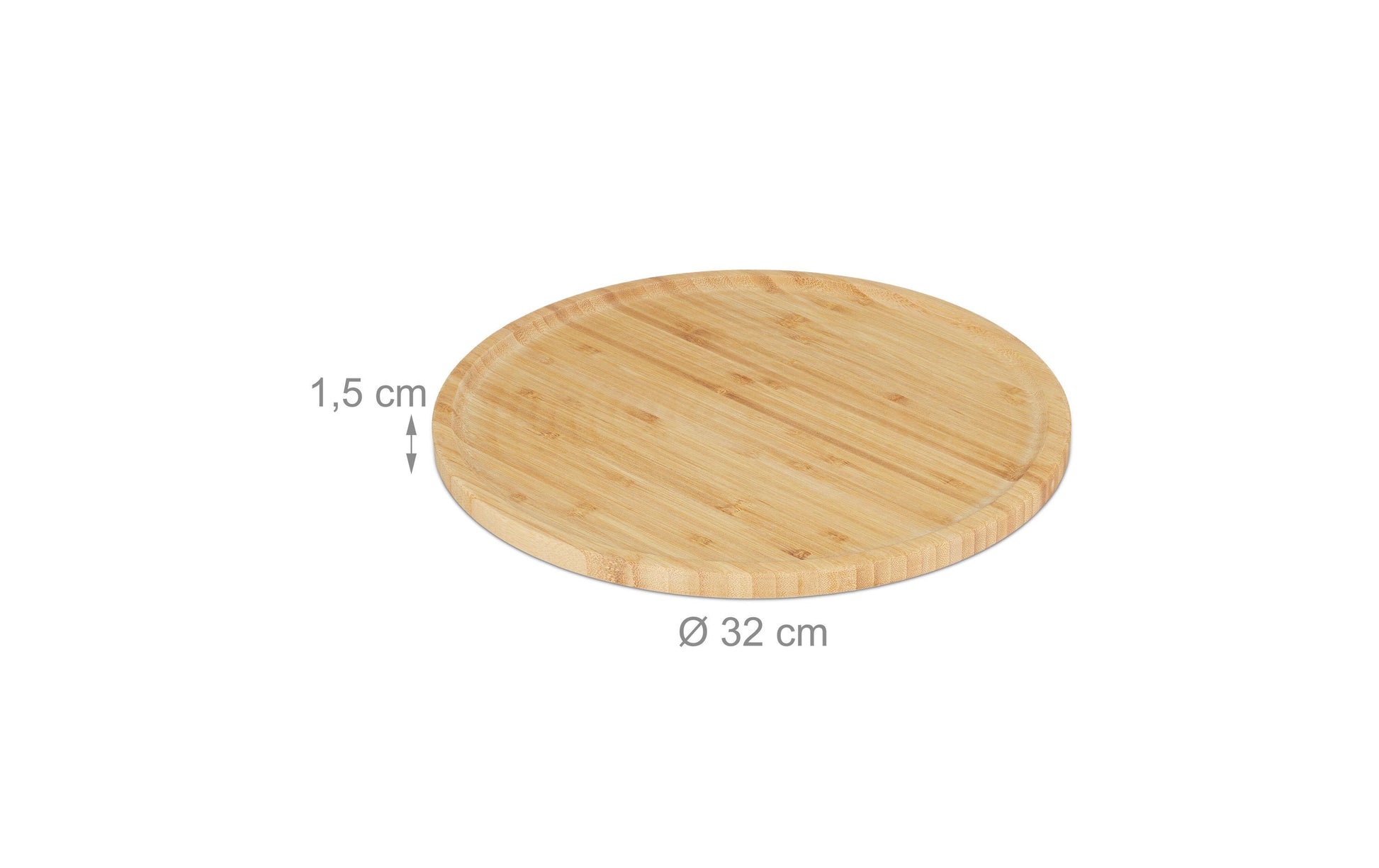 Relaxdays Pizzateller – 4er Set, Ø 32 cm, Bambus, Hellbraun