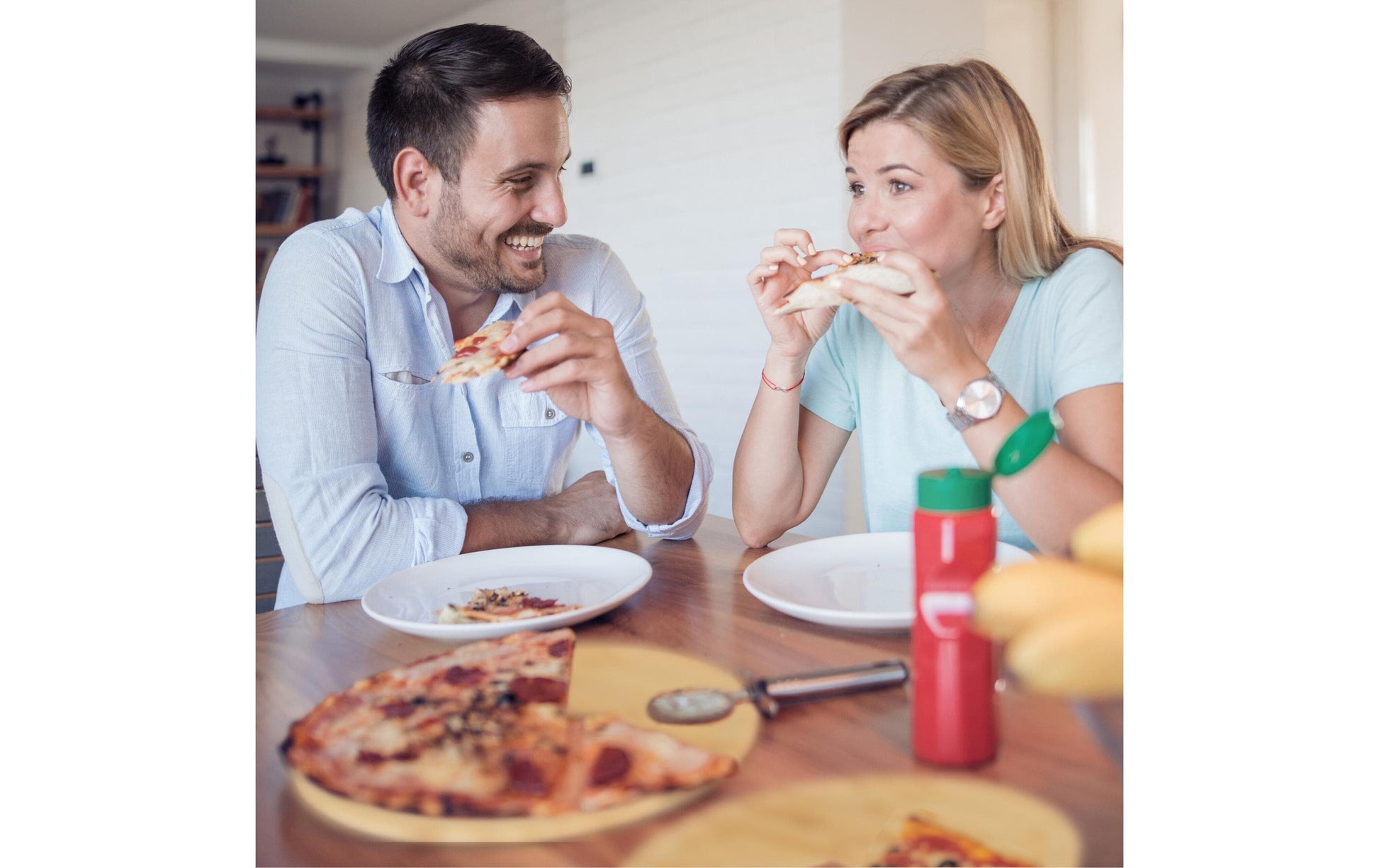 Relaxdays Pizzateller – 4er Set, Ø 32 cm, Bambus, Hellbraun
