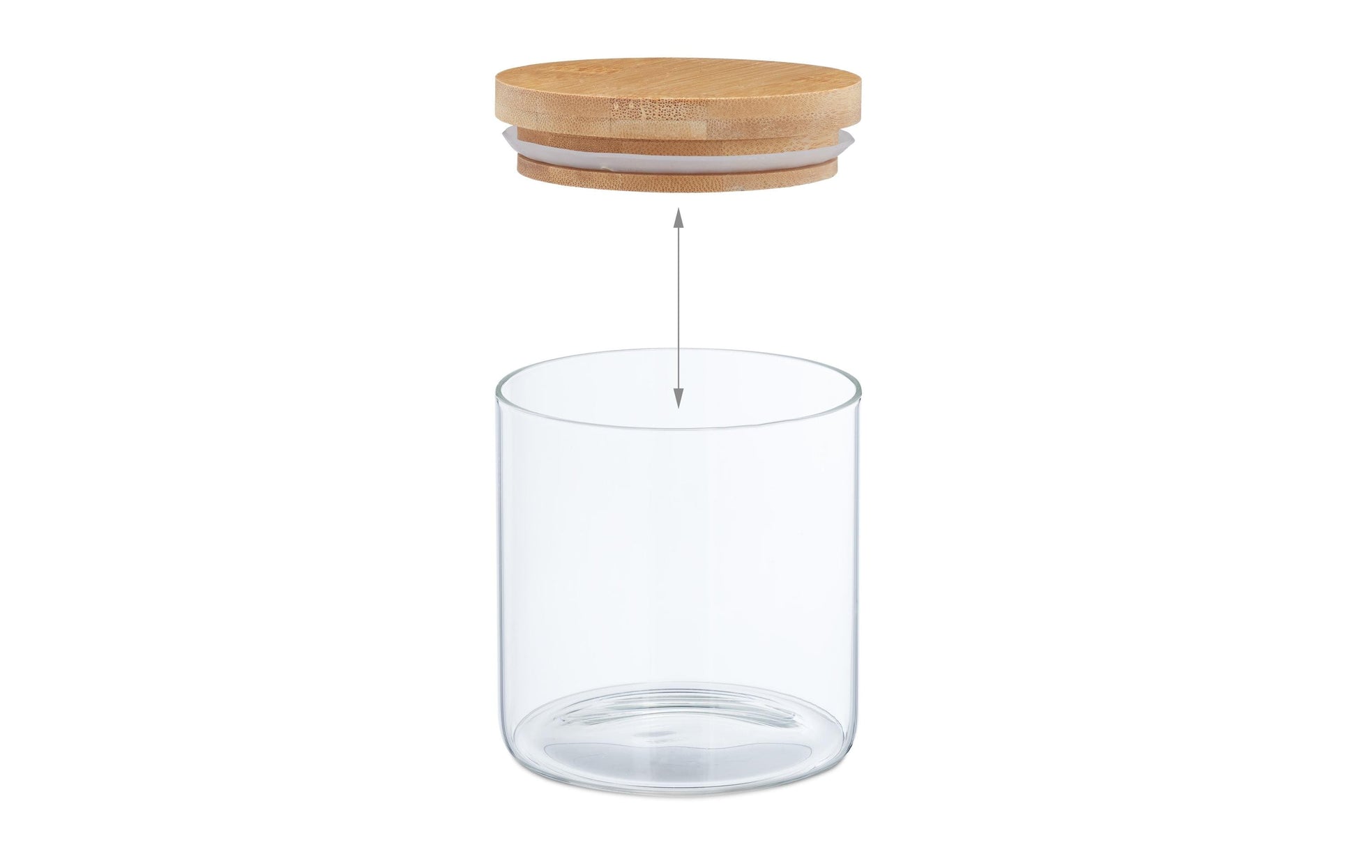 Relaxdays Vorratsdose 500 ml, Ø 10 × 10,5 cm, Glas/Bambus/Silikon, Transparent/Natur