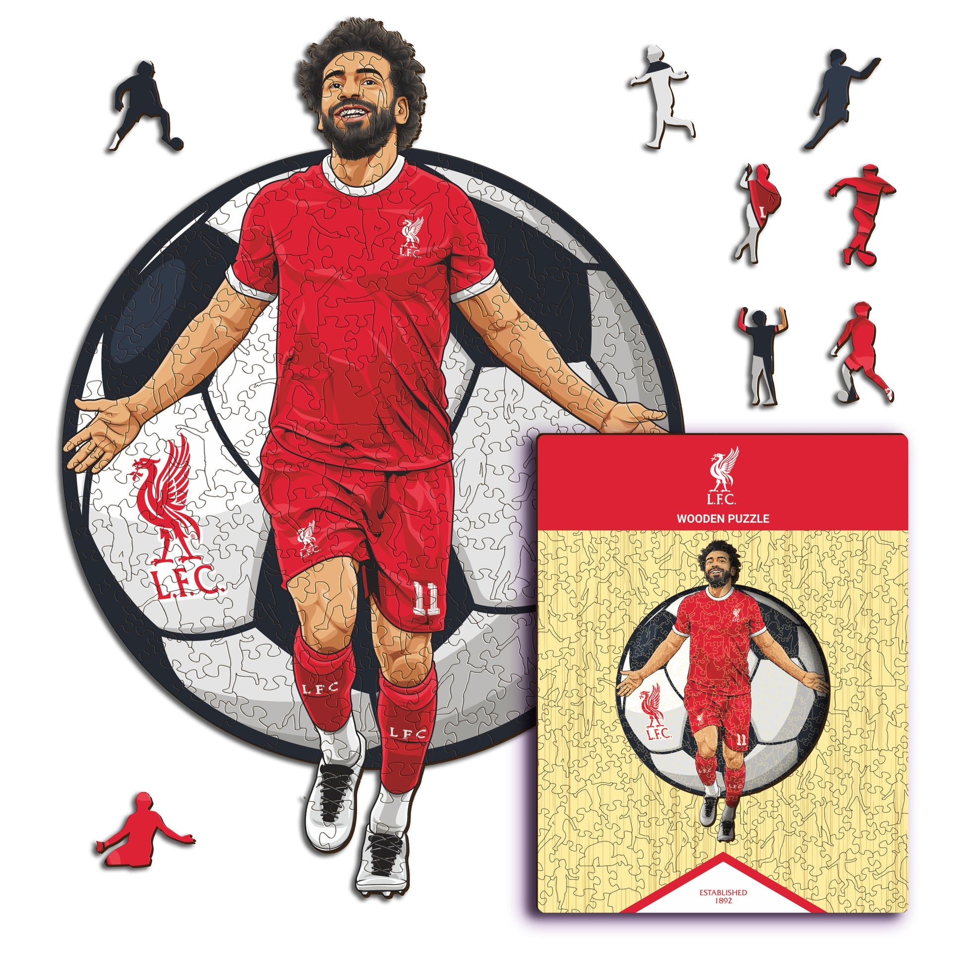 Iconic Puzzles Puzzle Liverpool FC – Mo Salah – 150 Teile – 21 × 30 cm – ab 10 J. – Holz