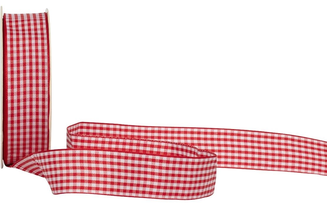 Spyk Geschenkband, Vichy, Rot-Weiss, 25 mm × 25 m
