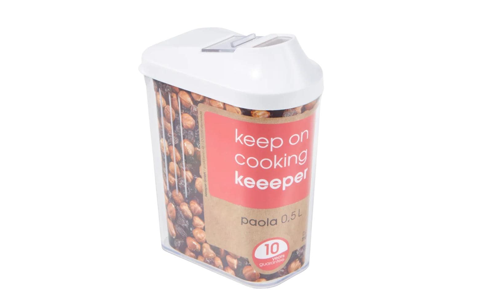 keeeper Vorratsdose 1 l, 6,5 × 11 × 19 cm, Kunststoff (PE/PP/PS/SAN), Transparent/Weiss