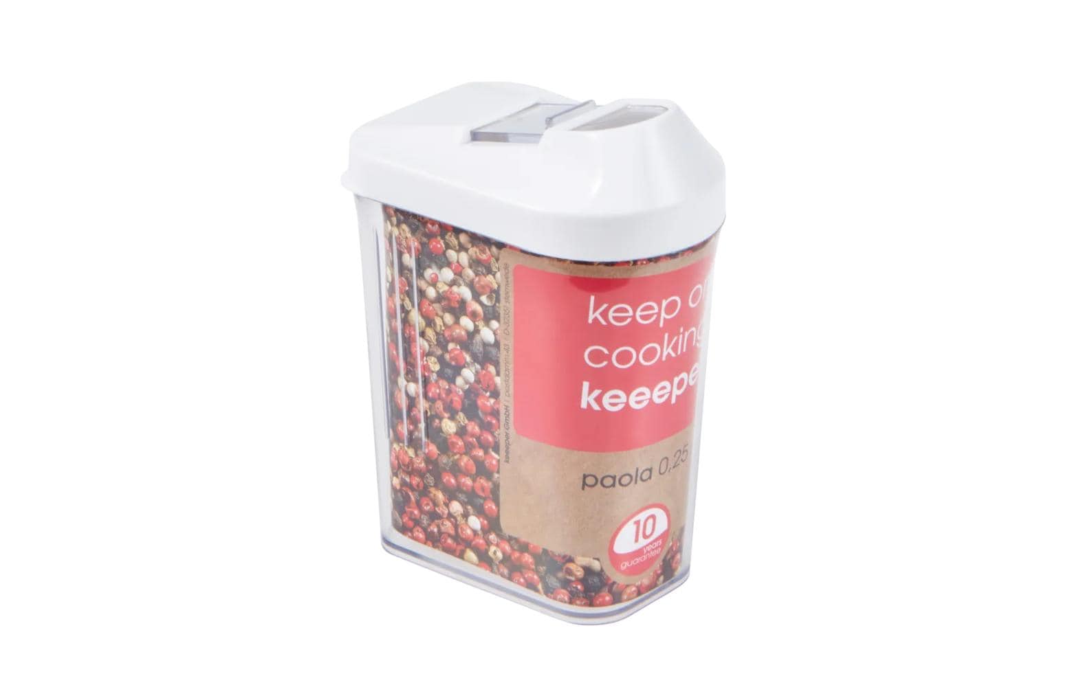 keeeper Vorratsdose 250 ml, 4 × 6,5 × 12 cm, Kunststoff, BPA-frei, Transparent/Weiss