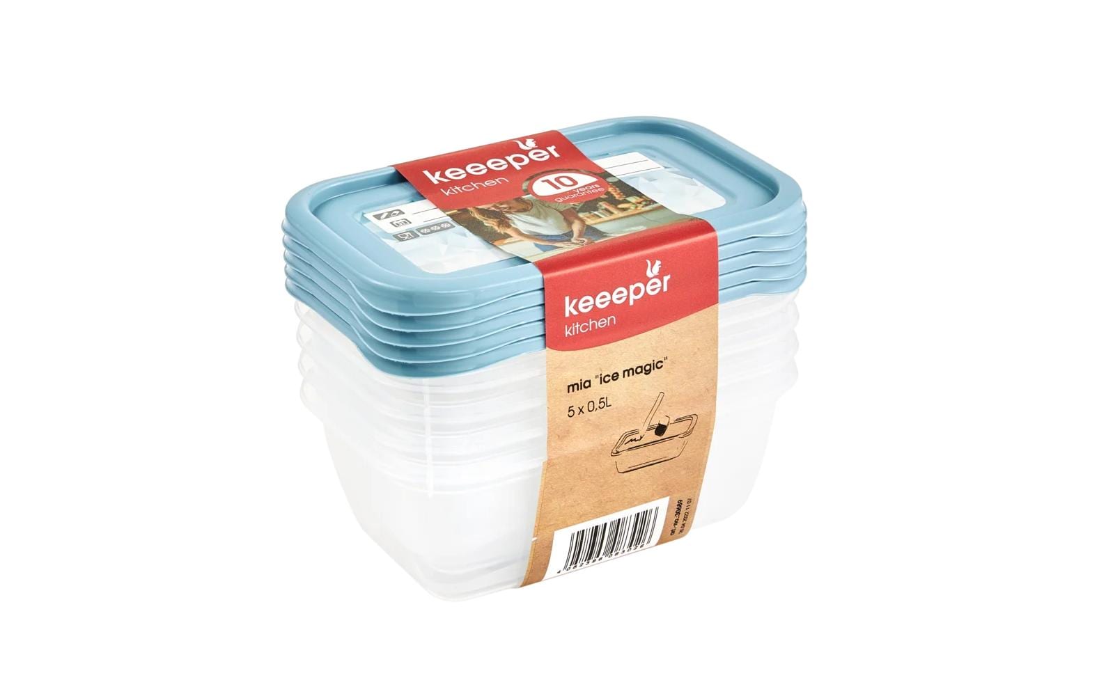 keeeper Vorratsdose 500 ml, 15,5 × 10,5 × 6 cm, Polypropylen (PP), transparent/blau